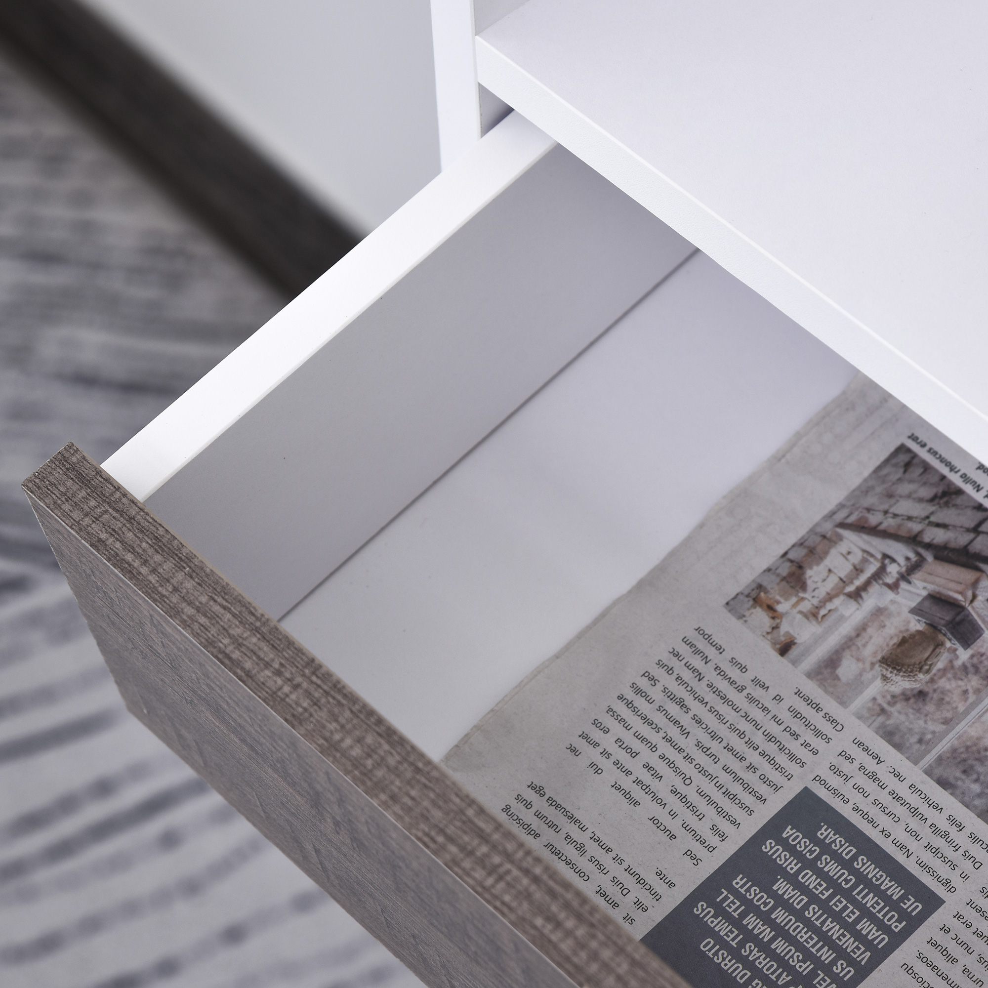 HOMCOM Bookcase, Freestanding Book Shelf with Storage Drawer, 6 Shelves and Wood Legs for Home Office Display, White and Grey, 24D x 60W x 86.8H cm 9