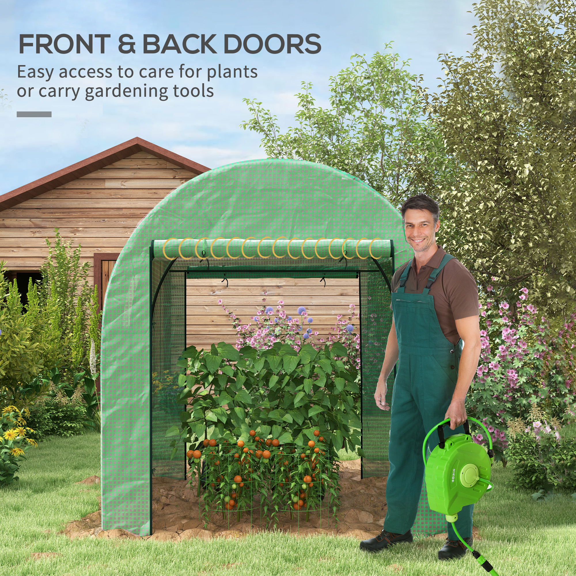 Outsunny 180 x 180cm Walk-In Polytunnel Greenhouse Green 5