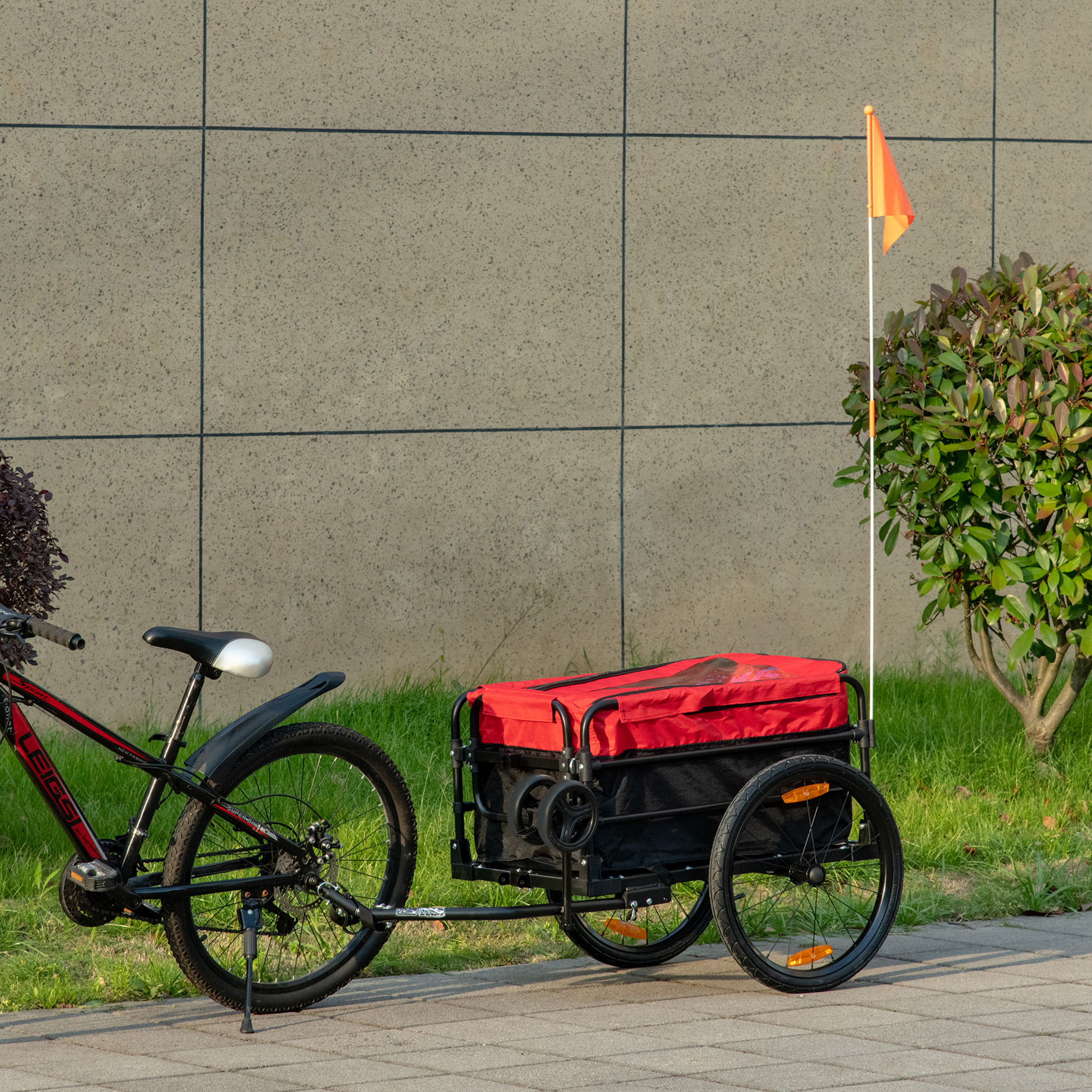 HOMCOM - Remorque Vélo Ou Chariot Main - 100L - Avec Bâche - Charge 40kg