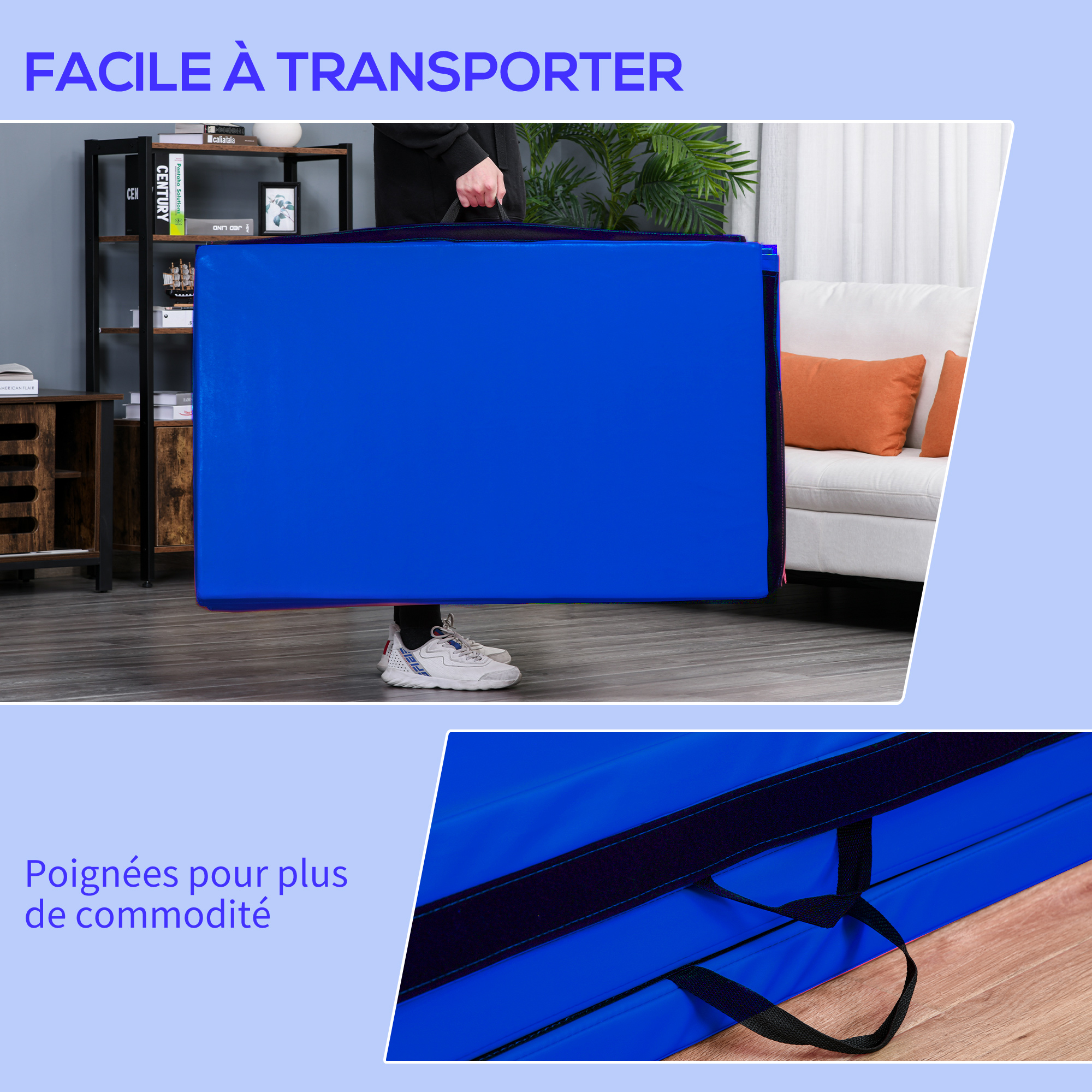 HOMCOM Tapis Fitness Multicolore Pliable – 5 Panneaux EPE, 195x76x3 Cm, Idéal Yoga Et Gymnastique