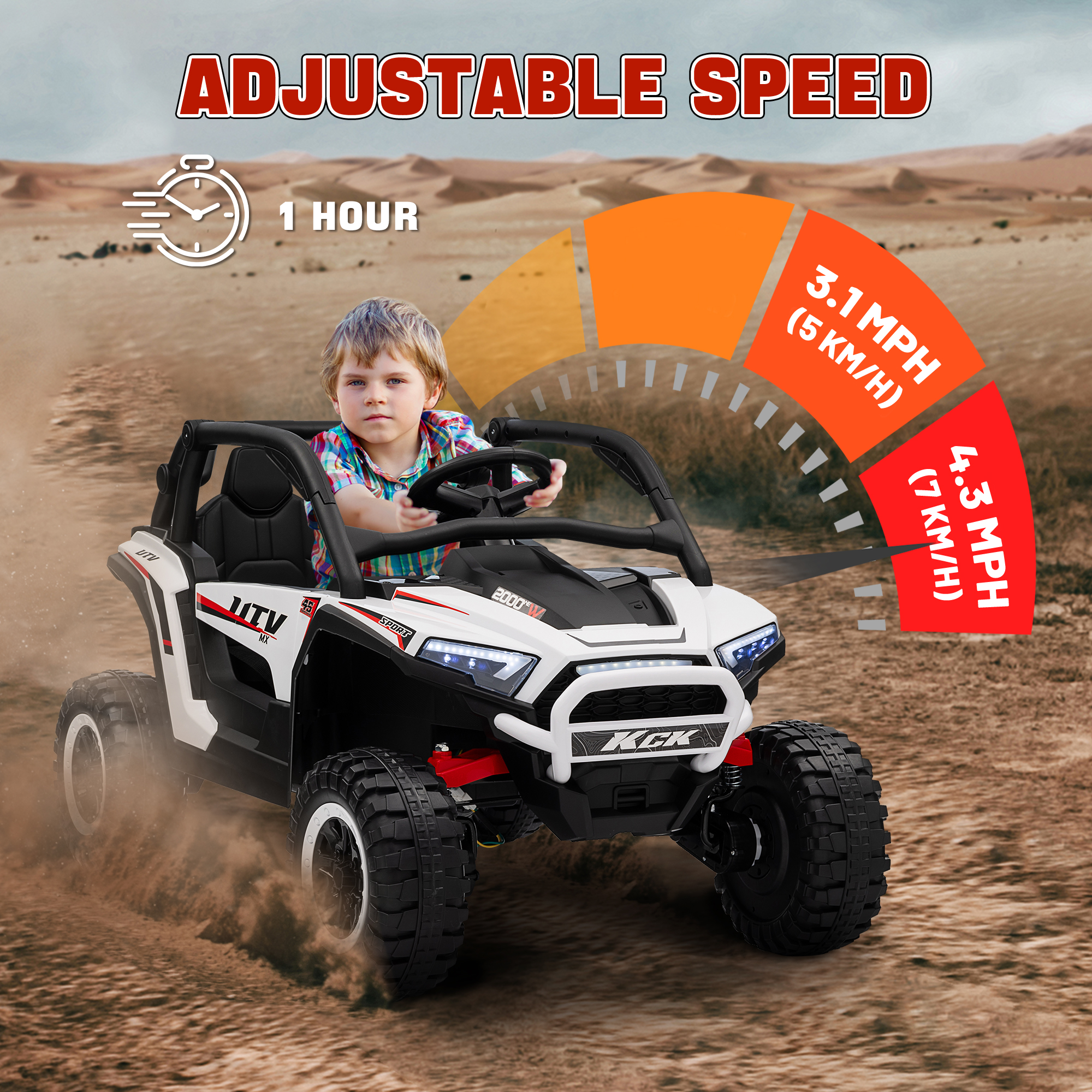 AIYAPLAY 2 Seater 24V 7AH Ride on Truck, Battery Powered Electric Ride On Car w/ Remote, Suspension, 3 Speeds, White 5