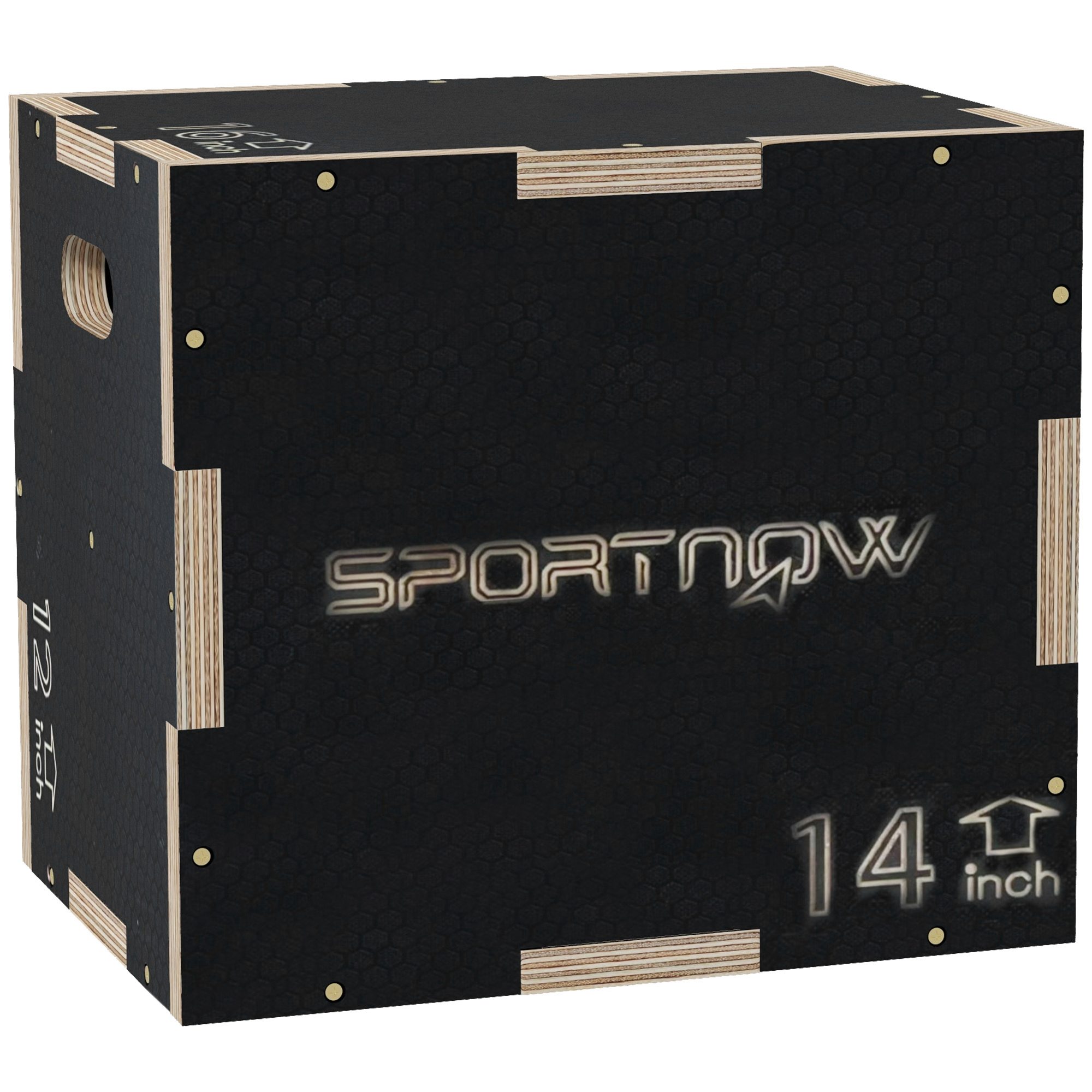 SPORTNOW Cajón de Salto Pliométrico de Madera con Mangos Huecos Carga 120 kg para Casa Oficina Gimnasia 40,5x35,5x30,5 cm Negro