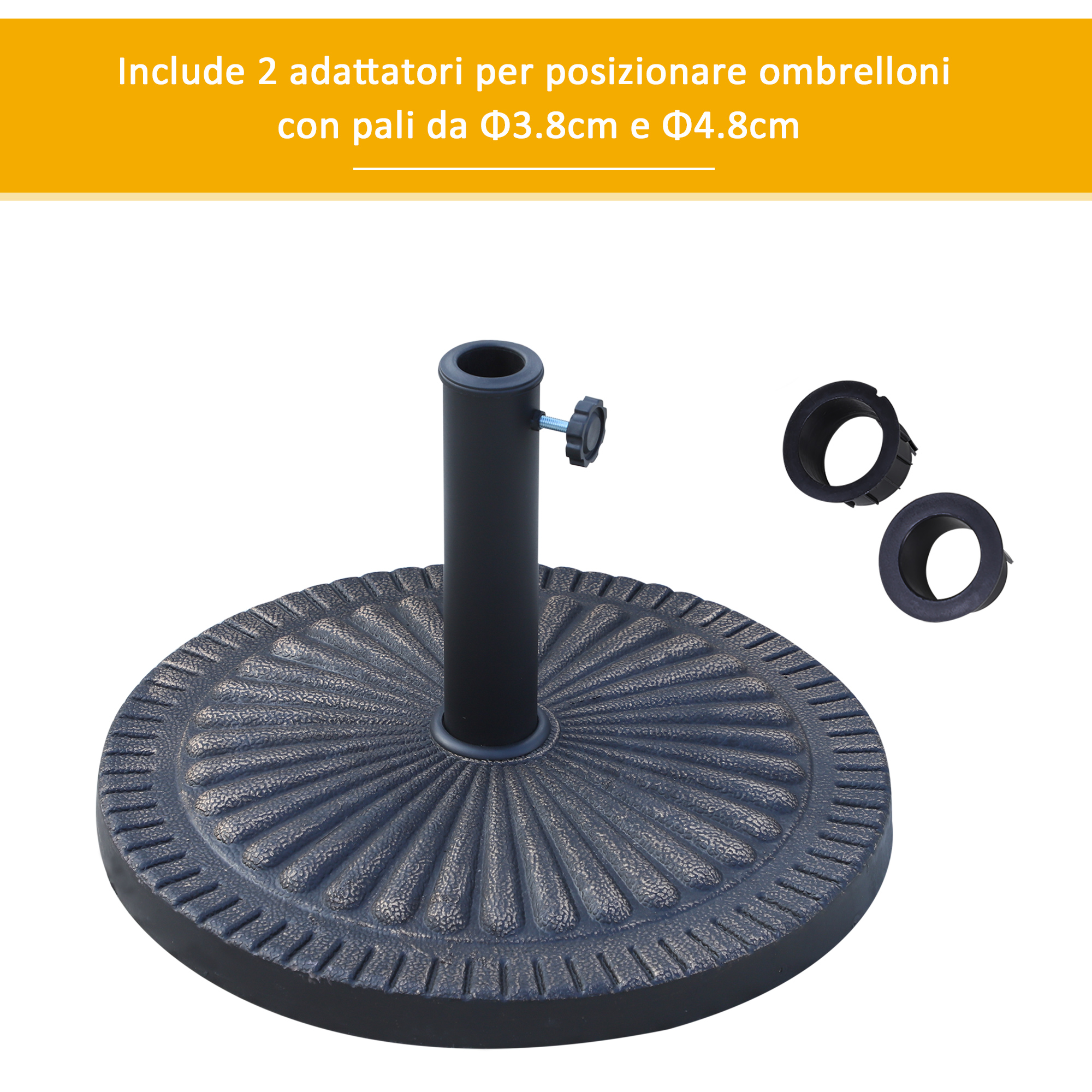 vidaXL Base per Ombrellone per Pali 32/38/48 mm 17 kg Quadrata, Base per ombrellone, Supporto per ombrellone, Base per ombrellone da Giardino