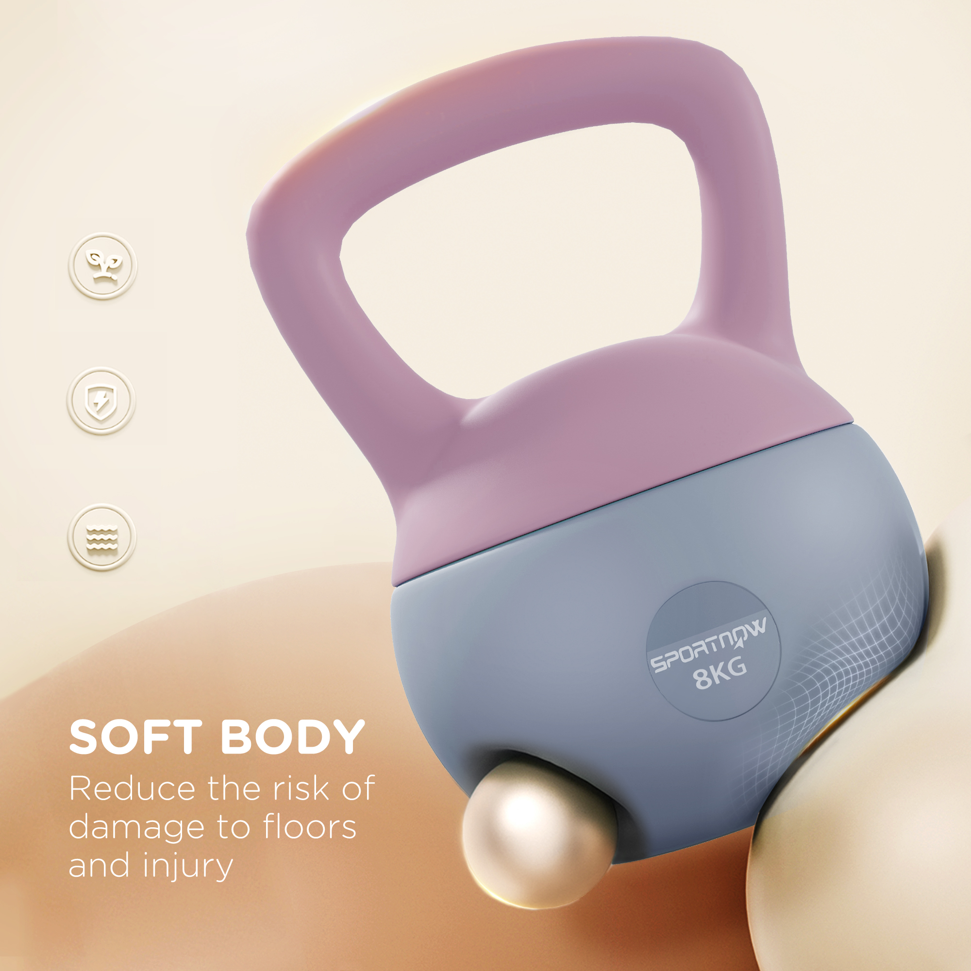SPORTNOW 8KG Soft Kettlebell, Kettlebell with Non-Slip Handle for Home Gym, Weight Lifting, Strength Training, Purple/Grey 4