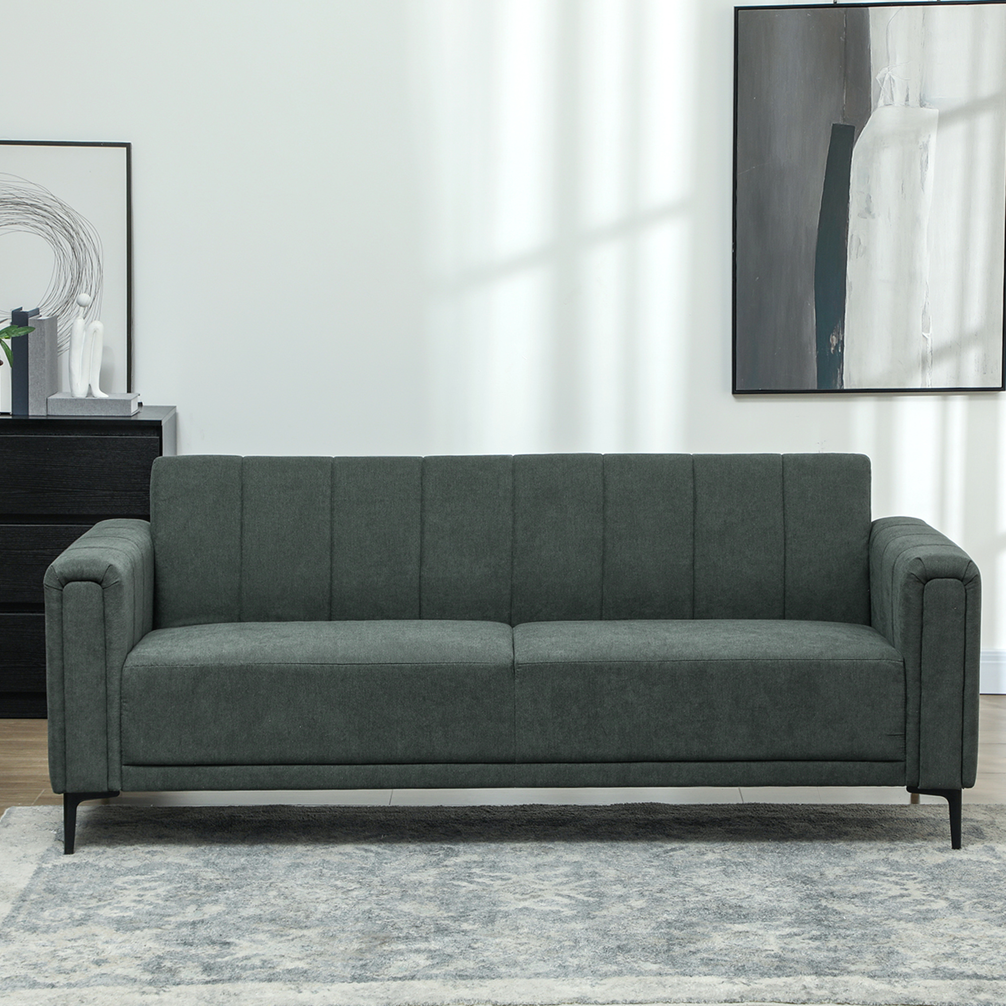HOMCOM Three-Seater Relaxed Modern Sofa Grey 7