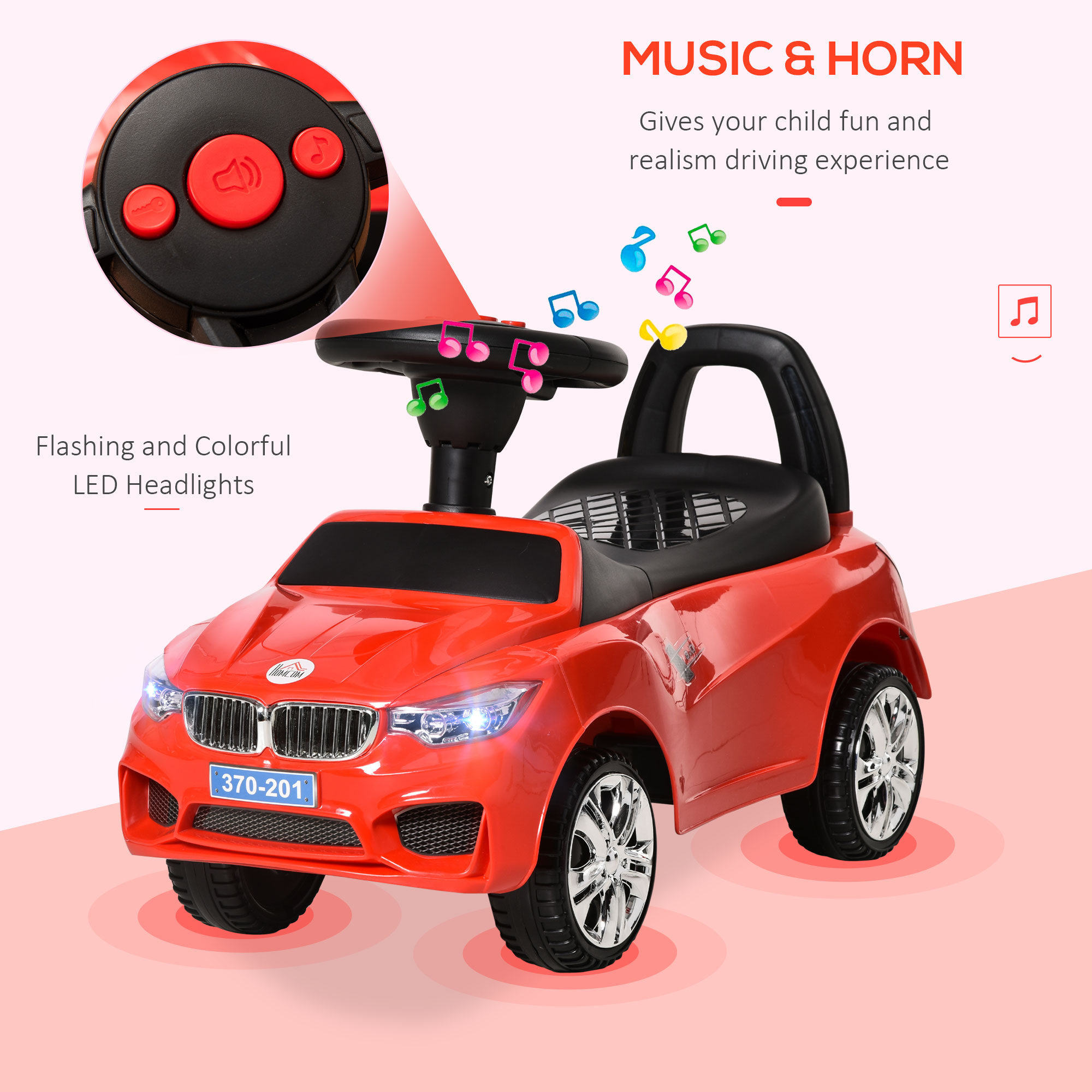 HOMCOM Ride on Car Baby Toddler Walker Foot to Floor Sliding Car Slider Red 4
