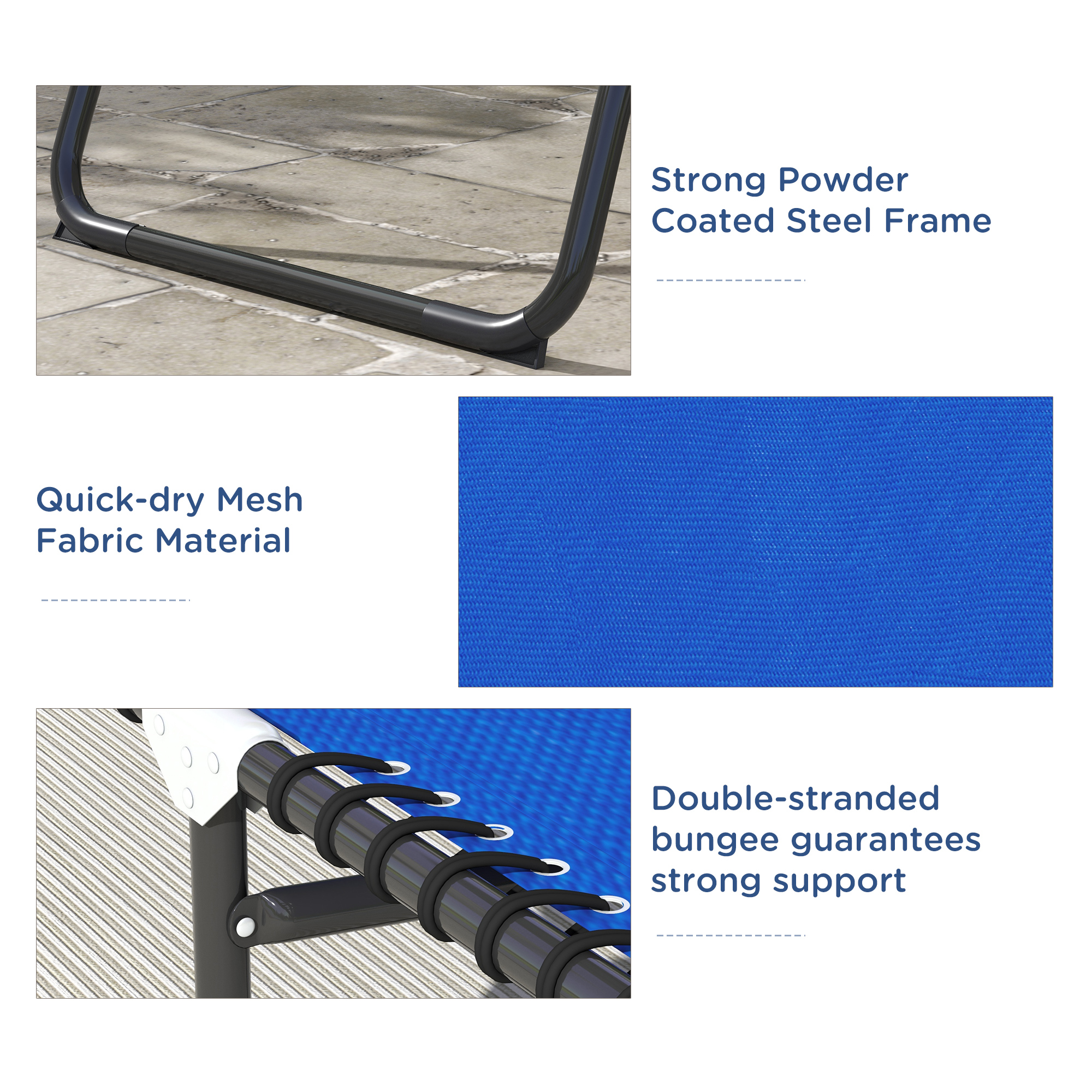 Outsunny Set of Two Folding Sun Loungers, with Four-Position Backs Blue 5