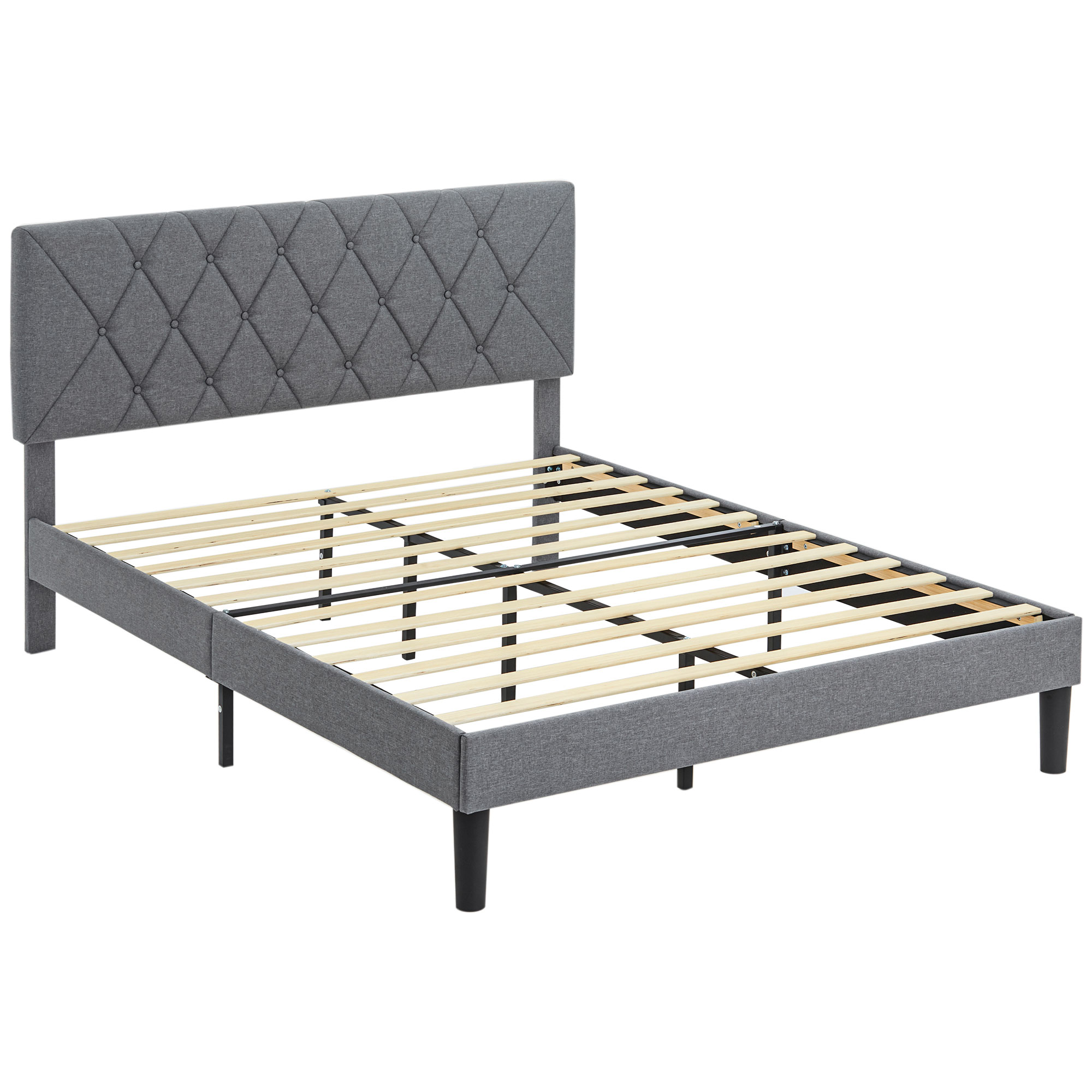 Product photograph of Homcom King Size Padded Fabric Headboard Bed Frame - Grey Aosom Uk from Aosom UK