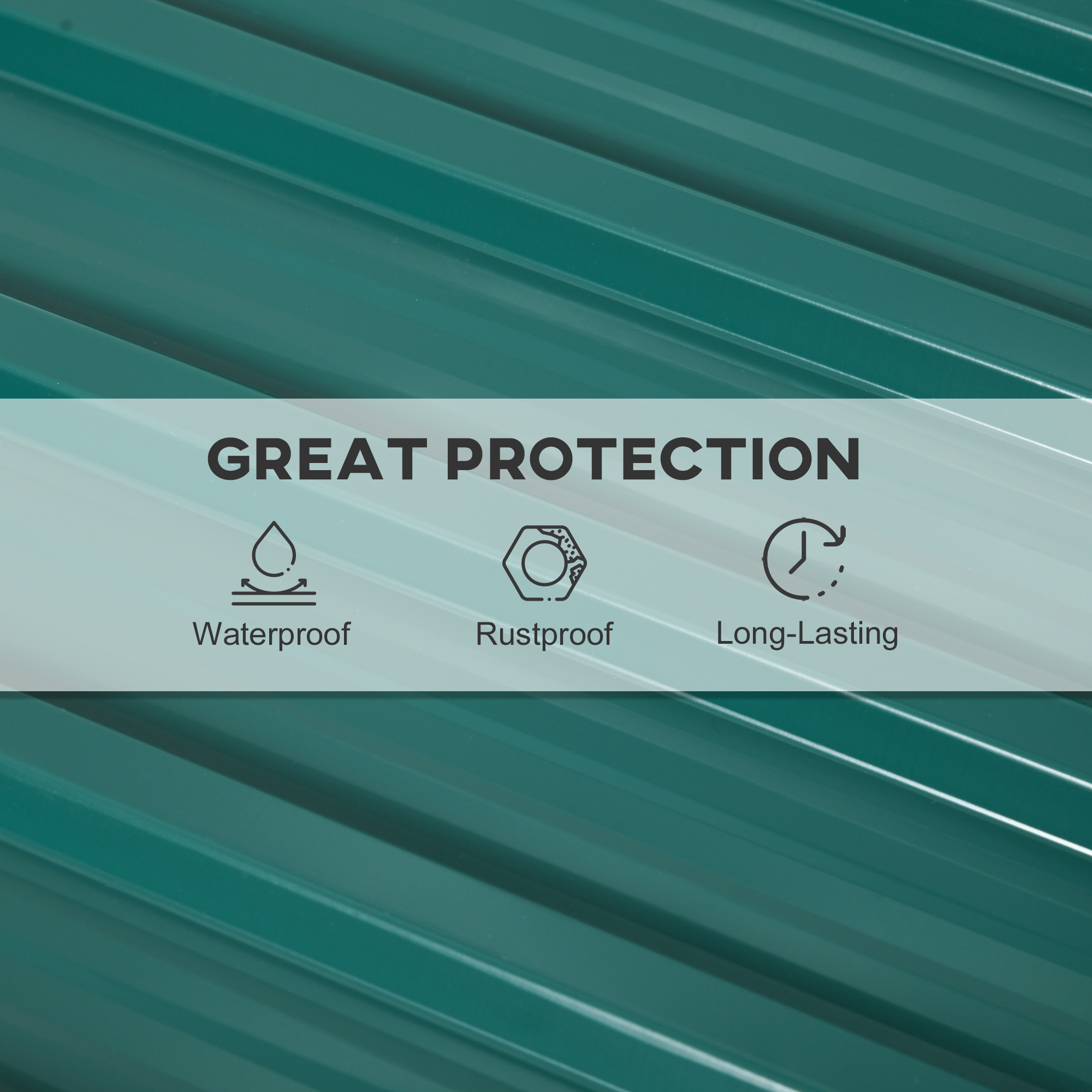 Outsunny Set of 12 Corrugated Steel Roof Sheet Panels Green 6