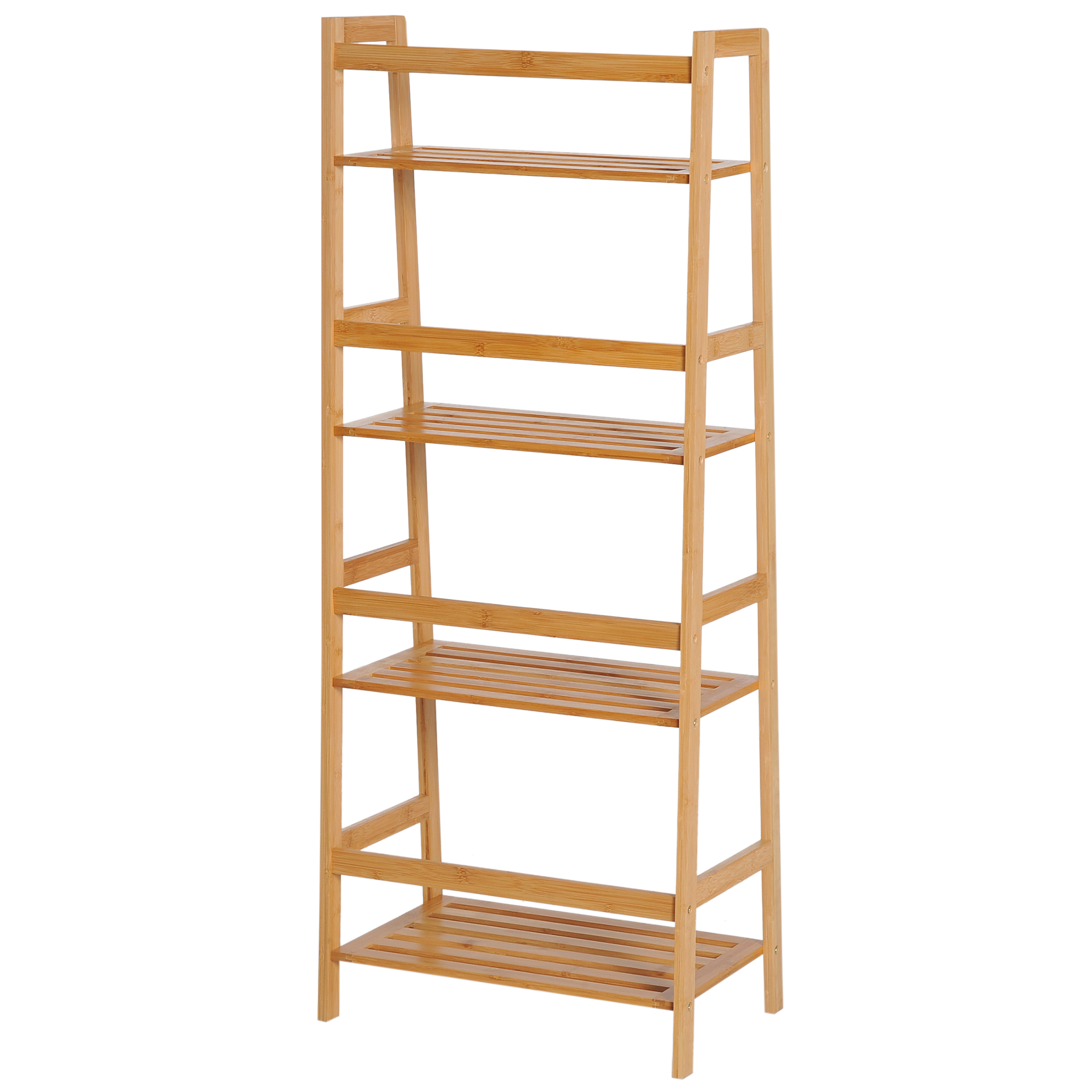 HOMCOM Bamboo Ladder Shelf, 4-Tier Bookshelf, Freestanding Bookcase for Living Room, Study, Bedroom, Home Office, 48 x 31.5 x 120cm, Natural Wood Effect 8