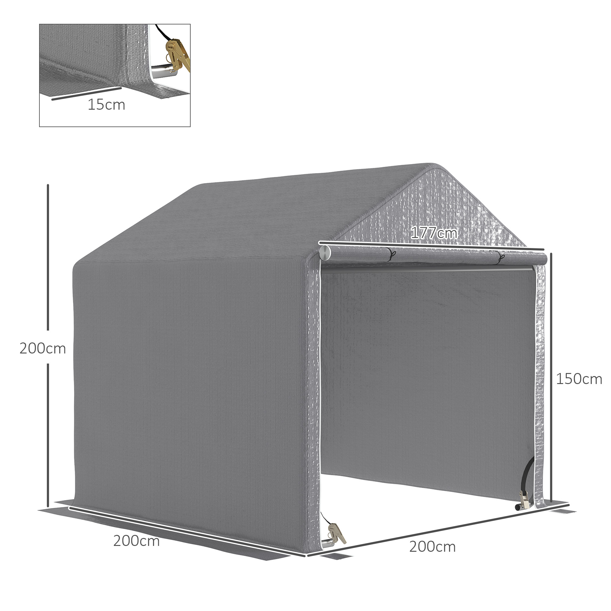 Outsunny 2 x 2m Garden Fabric Storage Tent Grey 3