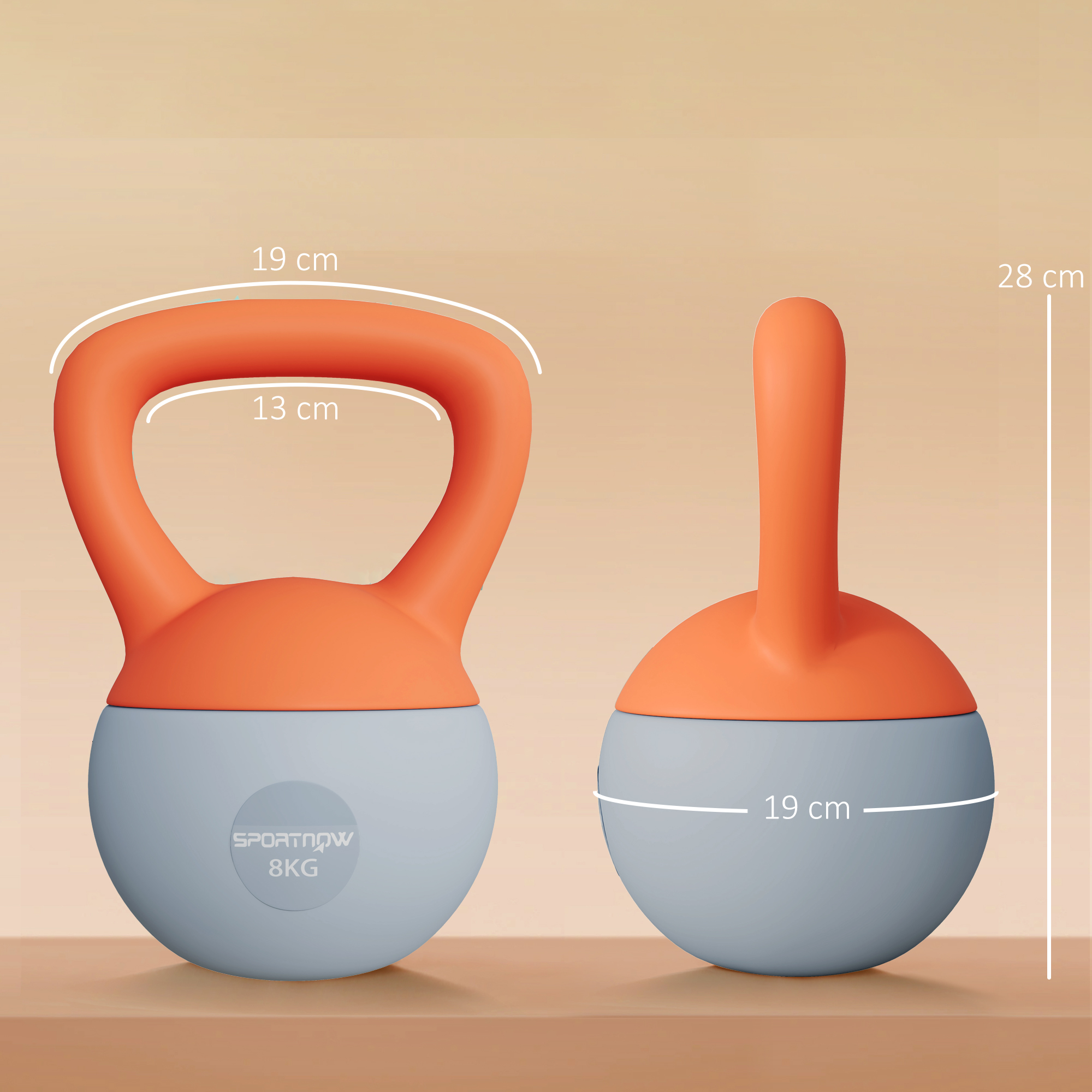 SPORTNOW 8KG Soft Kettlebell, Kettlebell with Non-Slip Handle for Home Gym, Weight Lifting, Strength Training, Orange/Grey 3