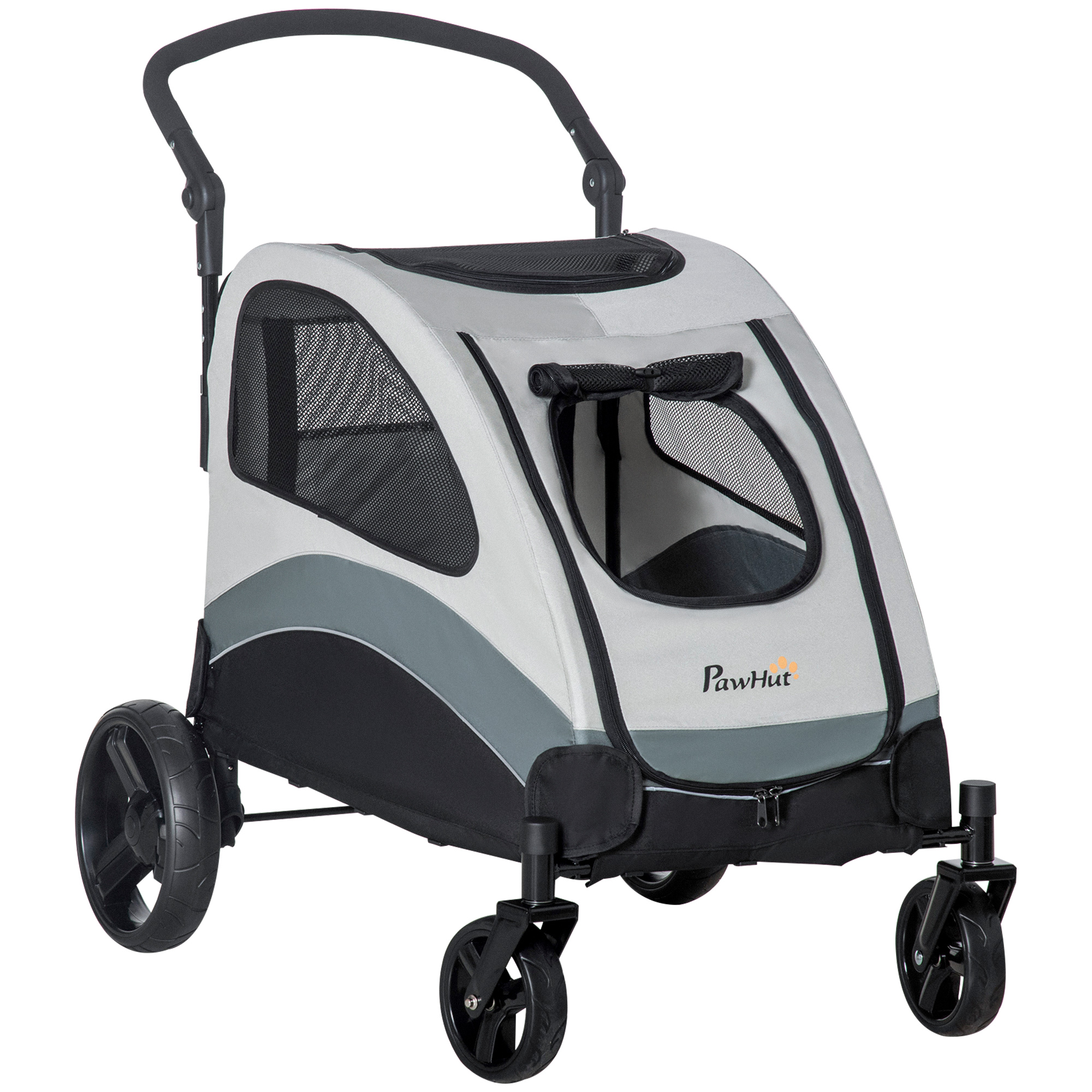 PawHut Folding Dog Bike Trailer Pet Cart Carrier for Bicycle Travel in Steel Frame with Hitch Coupler - Light Blue & Grey