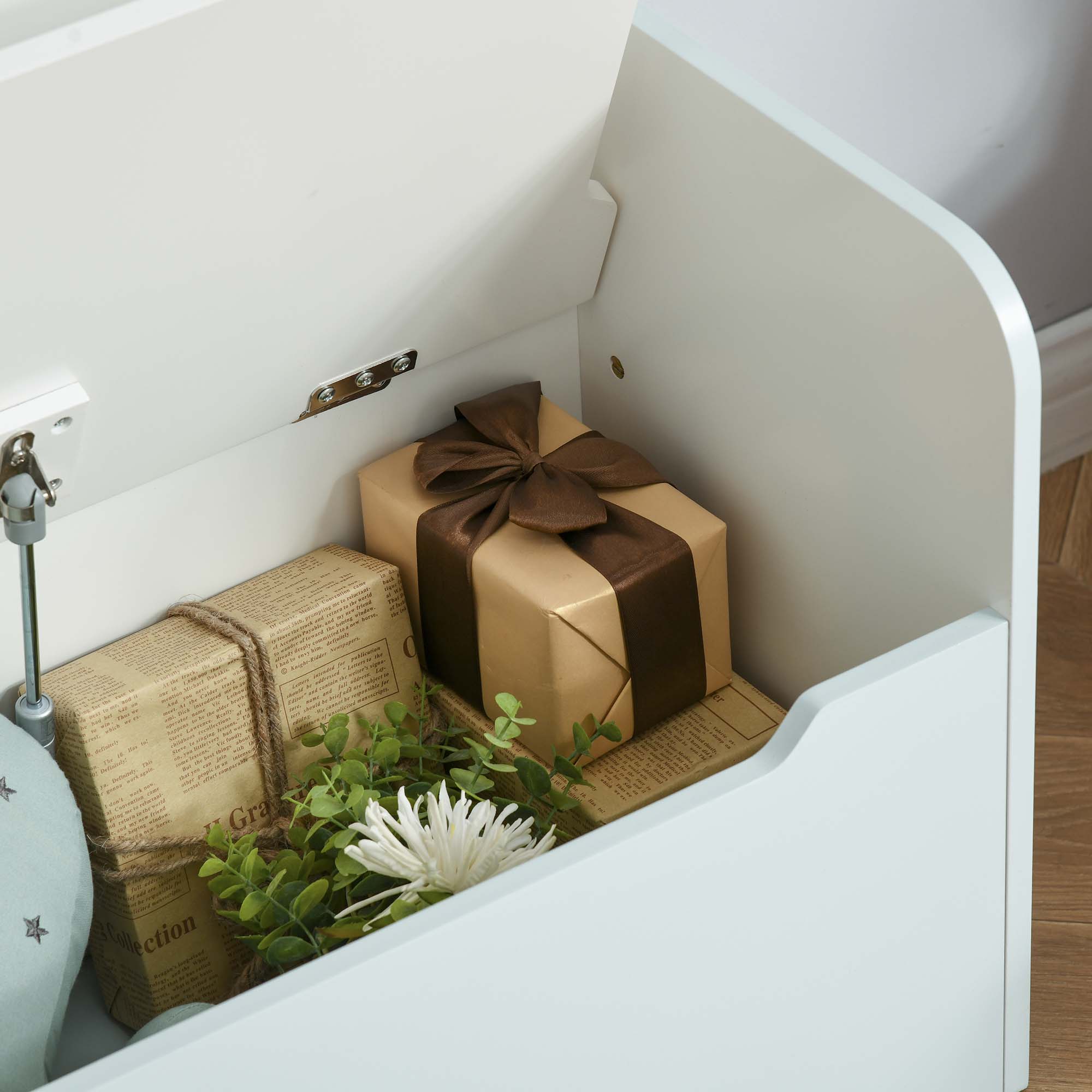 HOMCOM Coffre à Jouets En Bois 2 En 1, Banc De Rangement Pour Enfants