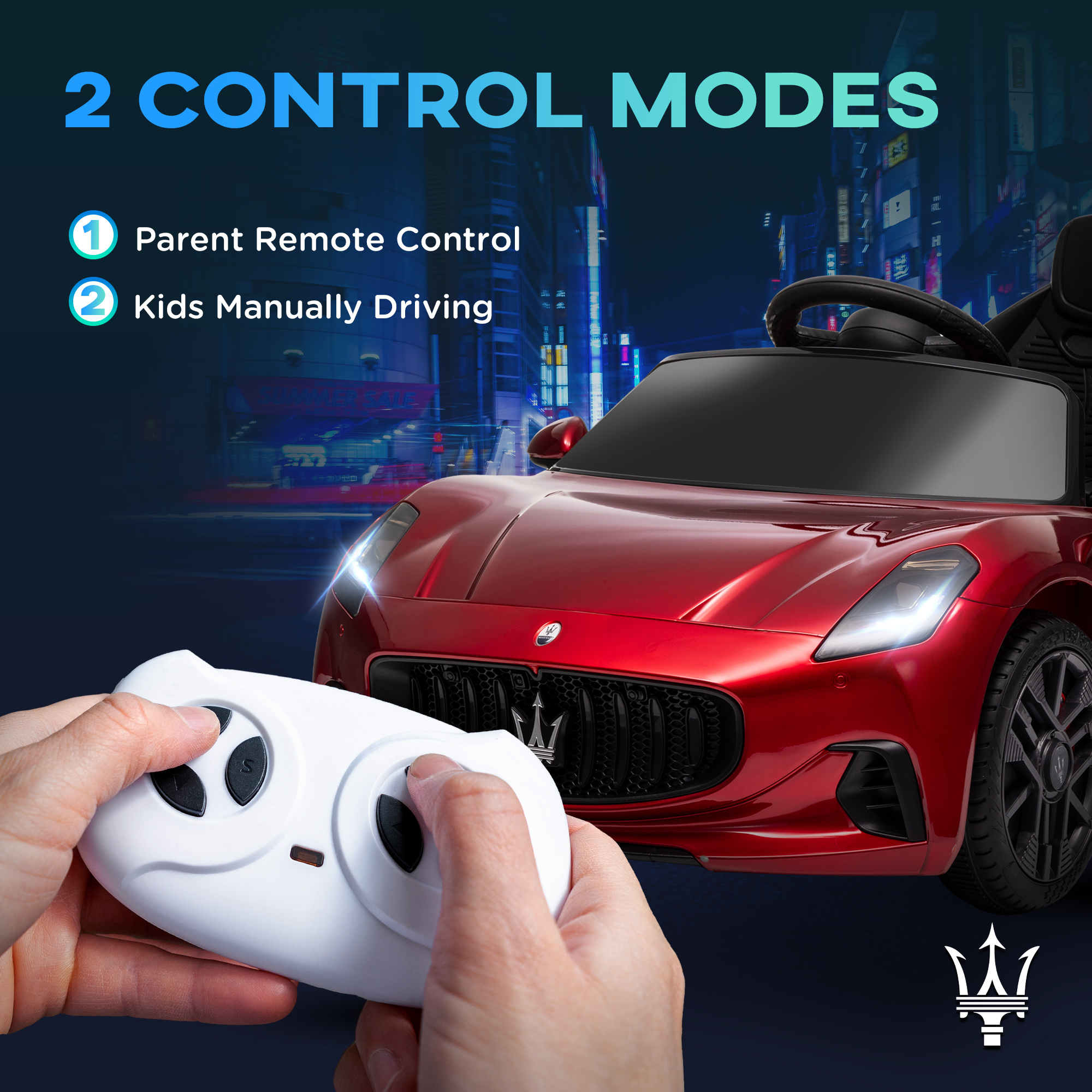 AIYAPLAY 12V Maserati Gran Turismo Folgore Lincesed Kids Electric Car with Remote Control, Soft Start, Wine Red 5
