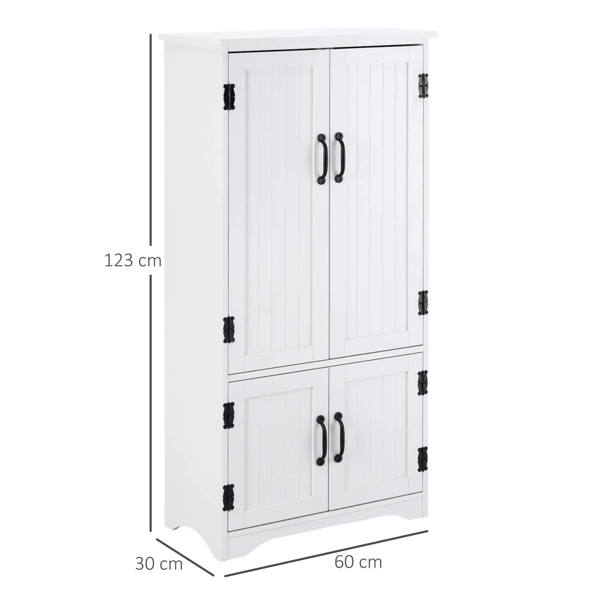 HOMCOM Accent Floor Storage Cabinet Kitchen Cupboard with Adjustable Shelves and 2 Lower Doors, White 3