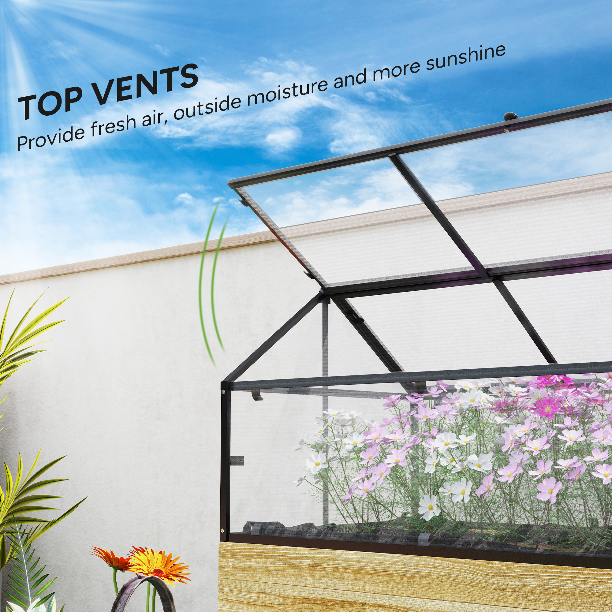 Outsunny 60 x 120cm Raised Garden Bed with Wooden Base Natural 5