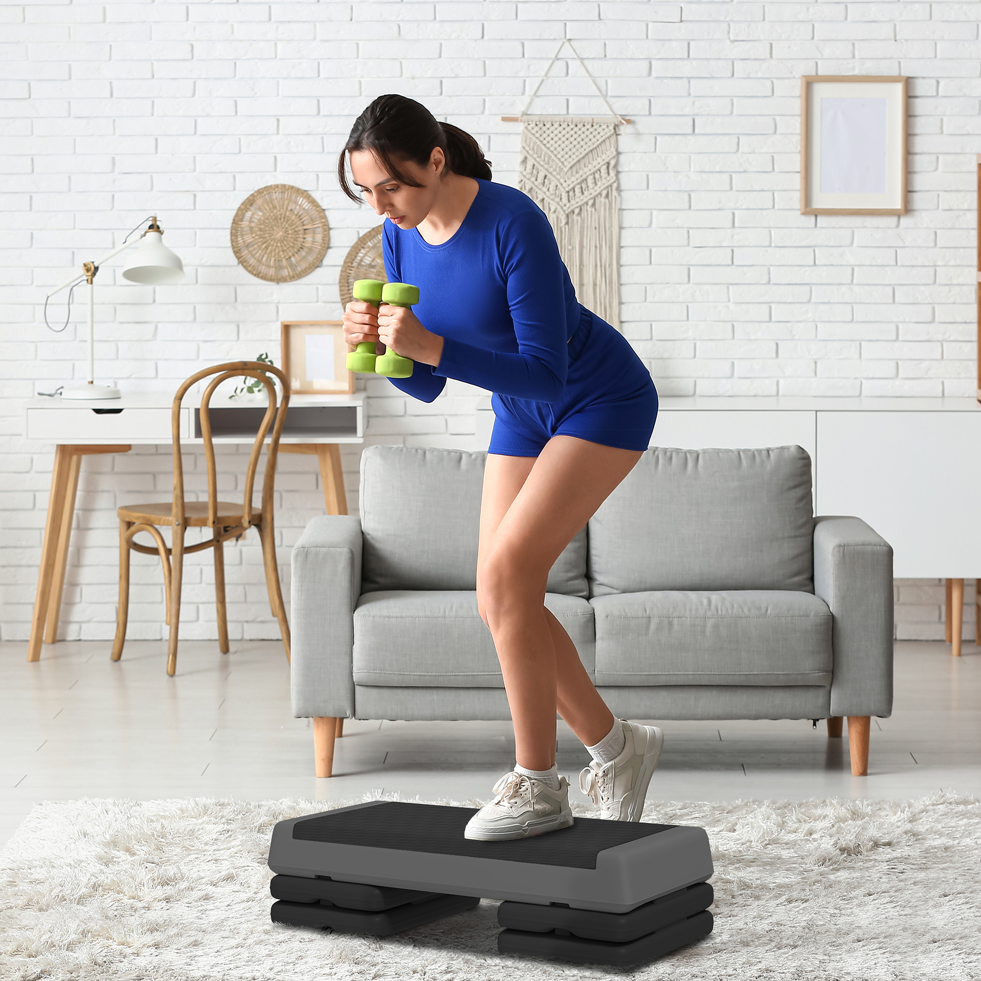 SPORTNOW Adjustable Fitness Stepper, with Non-Slip Surface, for Home, Gym, Office Workout, Grey 2