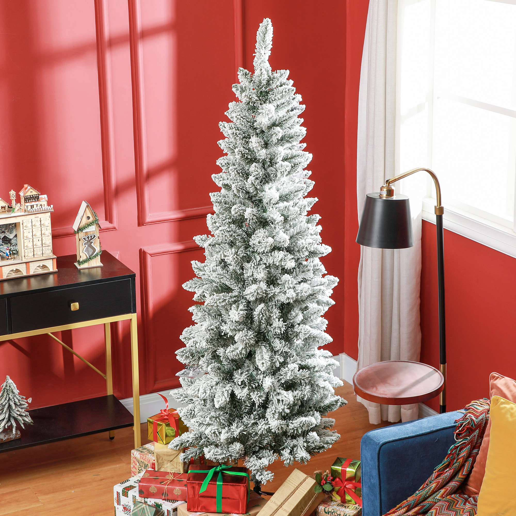 Albero Di Natale Artificiale HOMCOM 180cm - 380 Rami, PVC, Base Pieghevole, Verde - Foto 7
