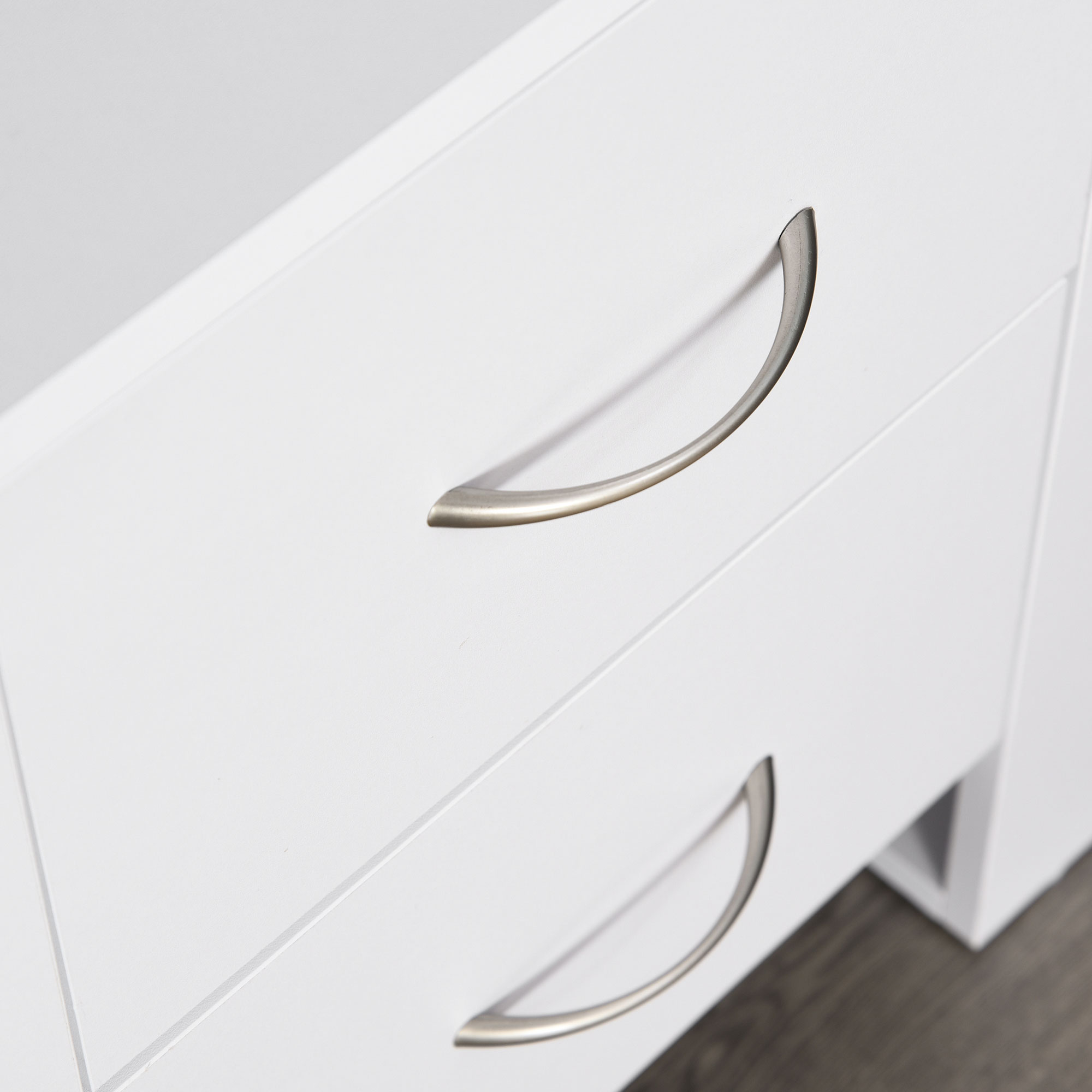 HOMCOM Bedside Table with 2 Drawers, Nightstand with Handles and Elevated Base, Side Table for Bedroom, Living Room, Set of 2, White 7