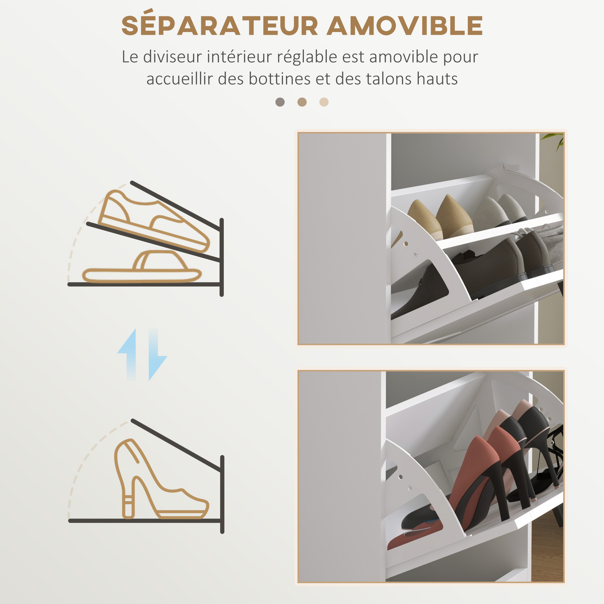 Lot De 10 Étagères à Chaussures Réglables YRHome – 3 Hauteurs Antidérapantes – Rangement Malin Gain De Place (Blanc)