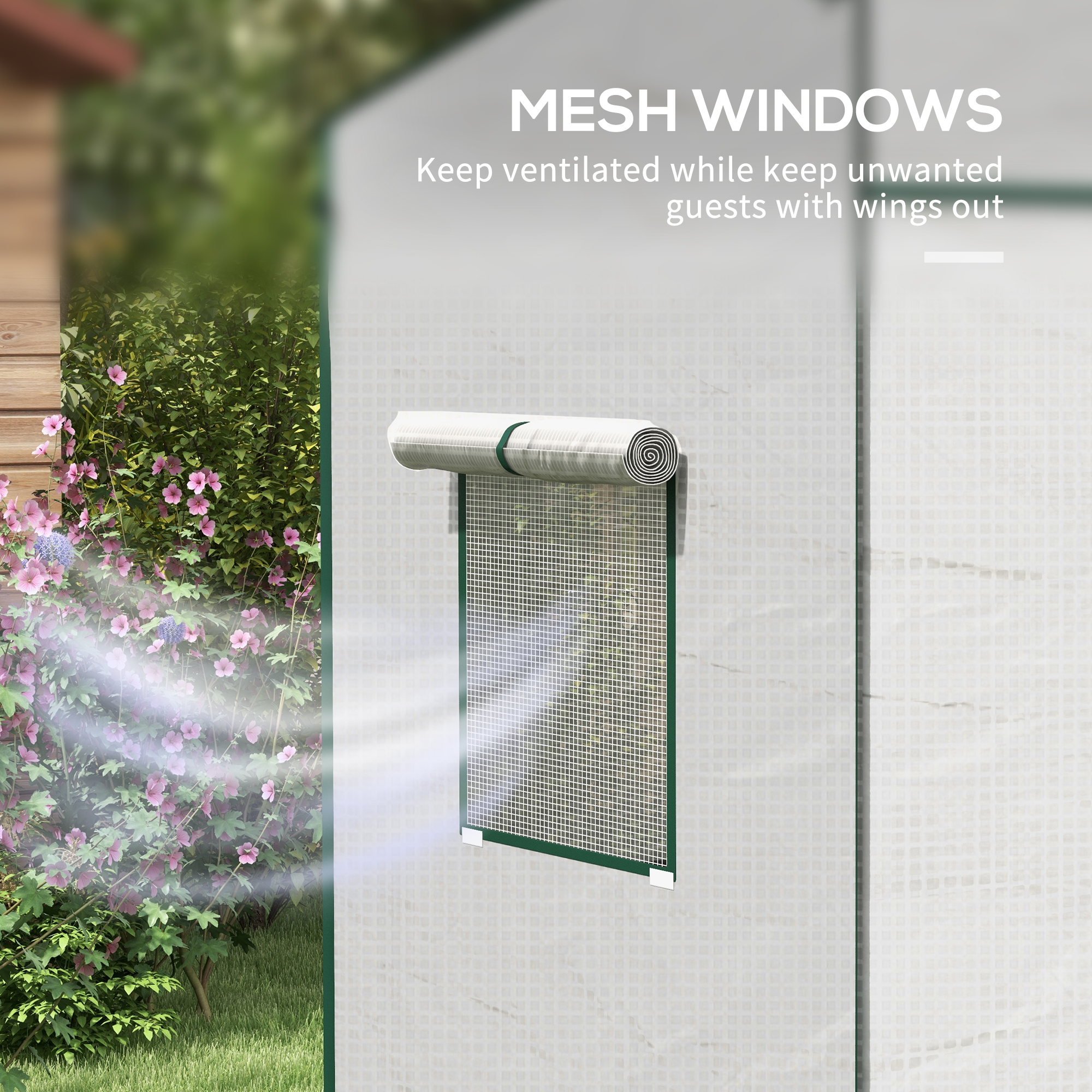 Outsunny PE Cover Walk-in Outdoor Greenhouse, White 6
