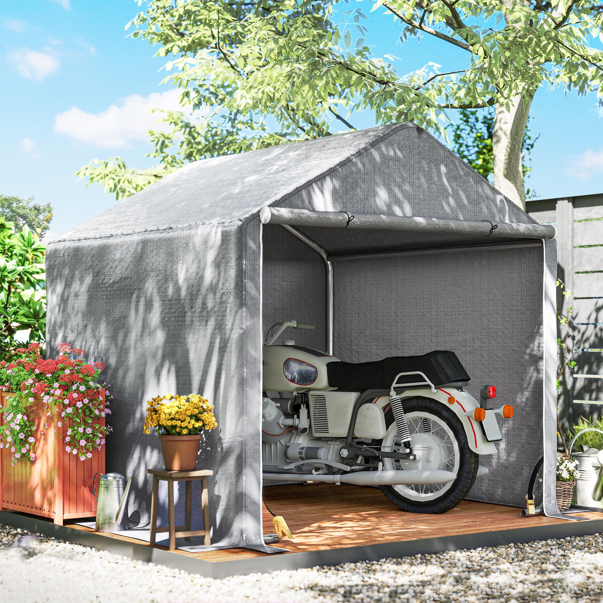 Outsunny 2 x 2m Garden Fabric Storage Tent Grey 2