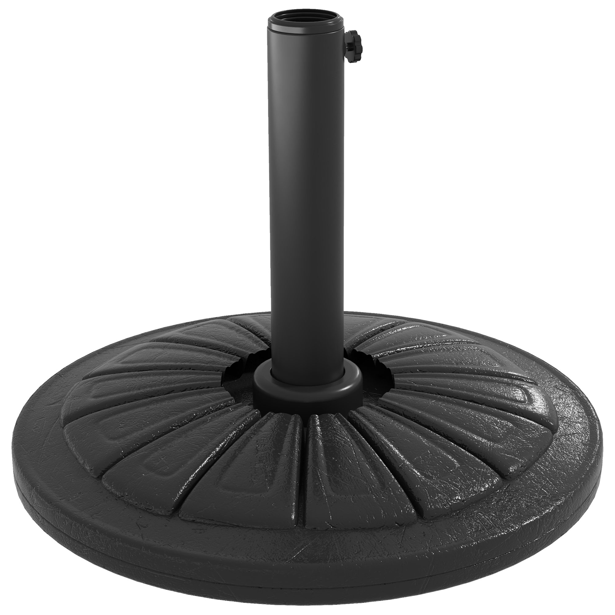 Outsunny Base para Sombrilla HDPE Rellenable Cemento 13kg Postes Ø38/48 mm Resistente Duradero Negro Ø43x32 cm   Aosom España
