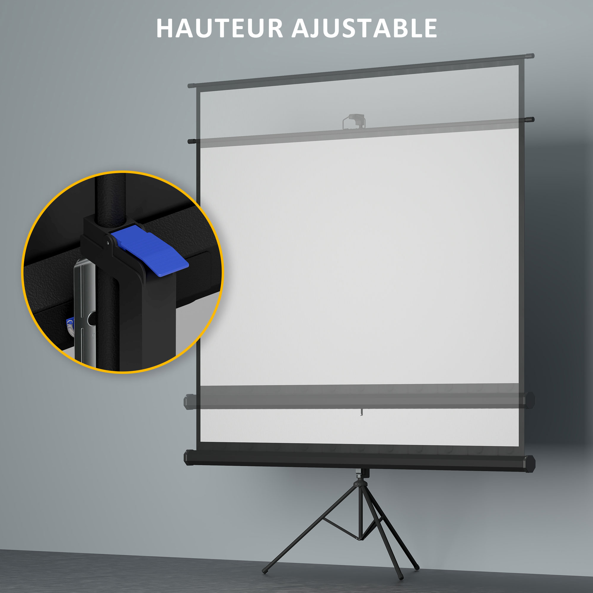 Écran De Projection HOMCOM 186x105 Cm (84") Avec Trépied - Format 16:9 HD/4K - Pour Home Cinéma Et Présentations