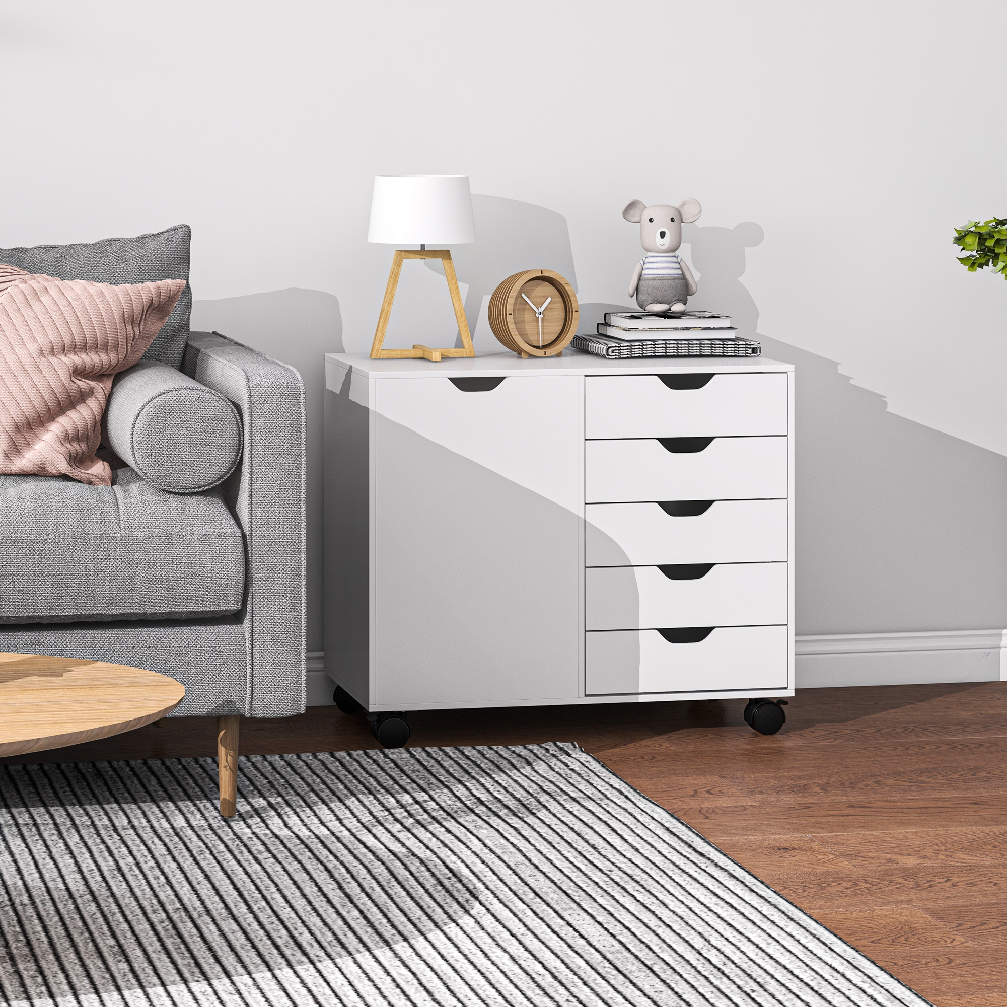 HOMCOM Multi-Storage Mobile Office Storage Cabinet White 9