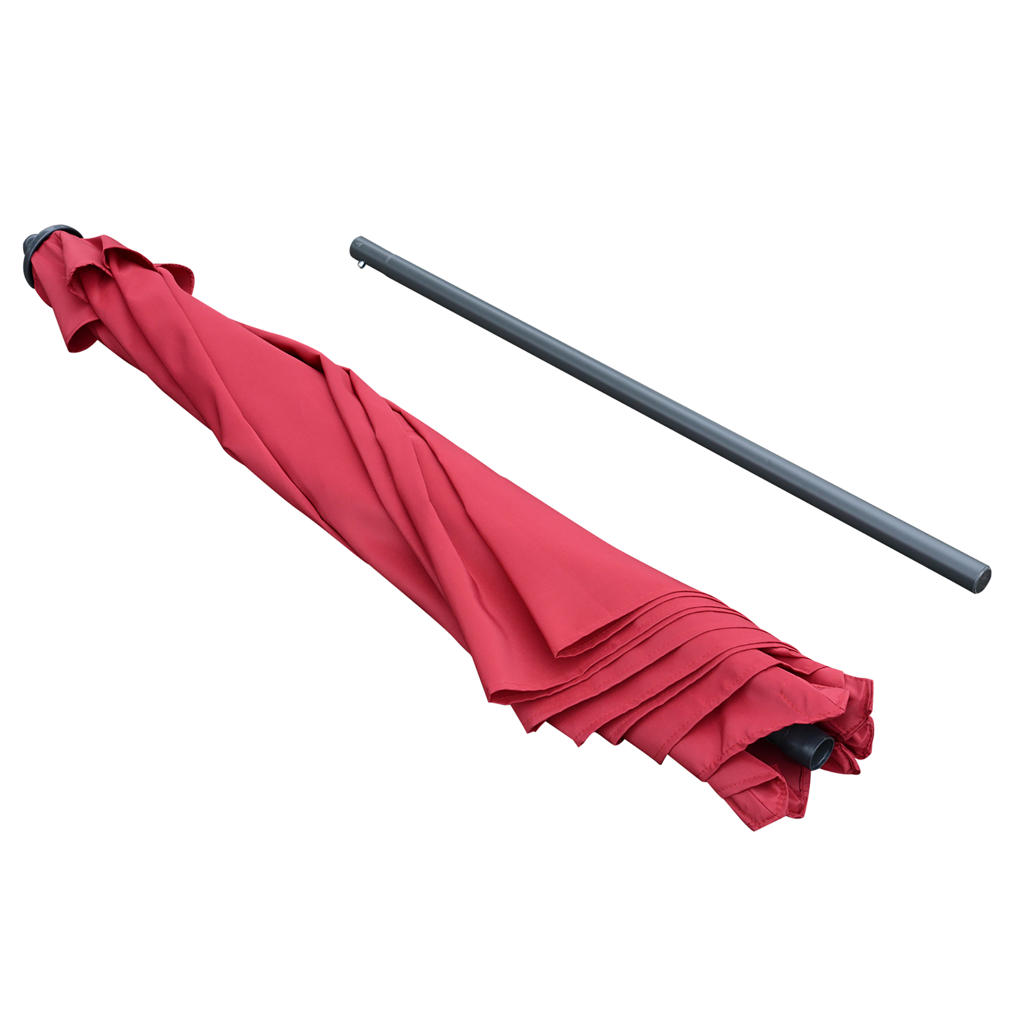 Outsunny 2.8m Garden Parasol Umbrella, Round Outdoor Market Table Umbrella Sun Shade Canopy, Wine Red 8