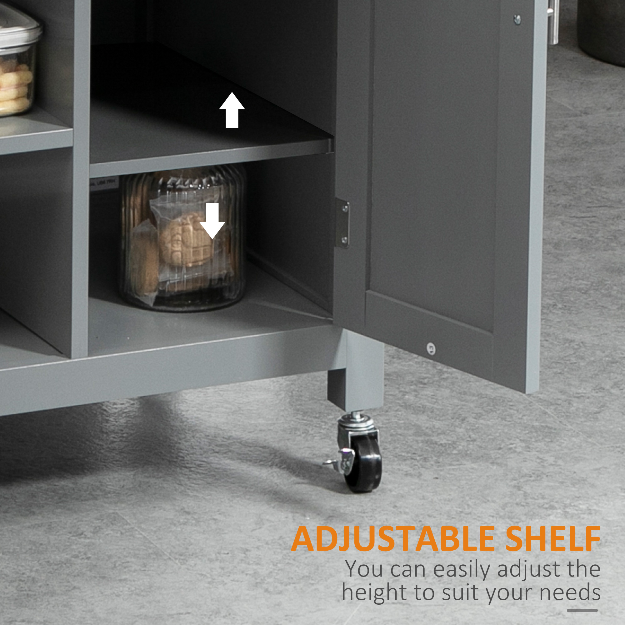 HOMCOM Compact Kitchen Trolley Utility Cart on Wheels with Open Shelf & Storage Drawer for Dining Room, Kitchen, Grey 6