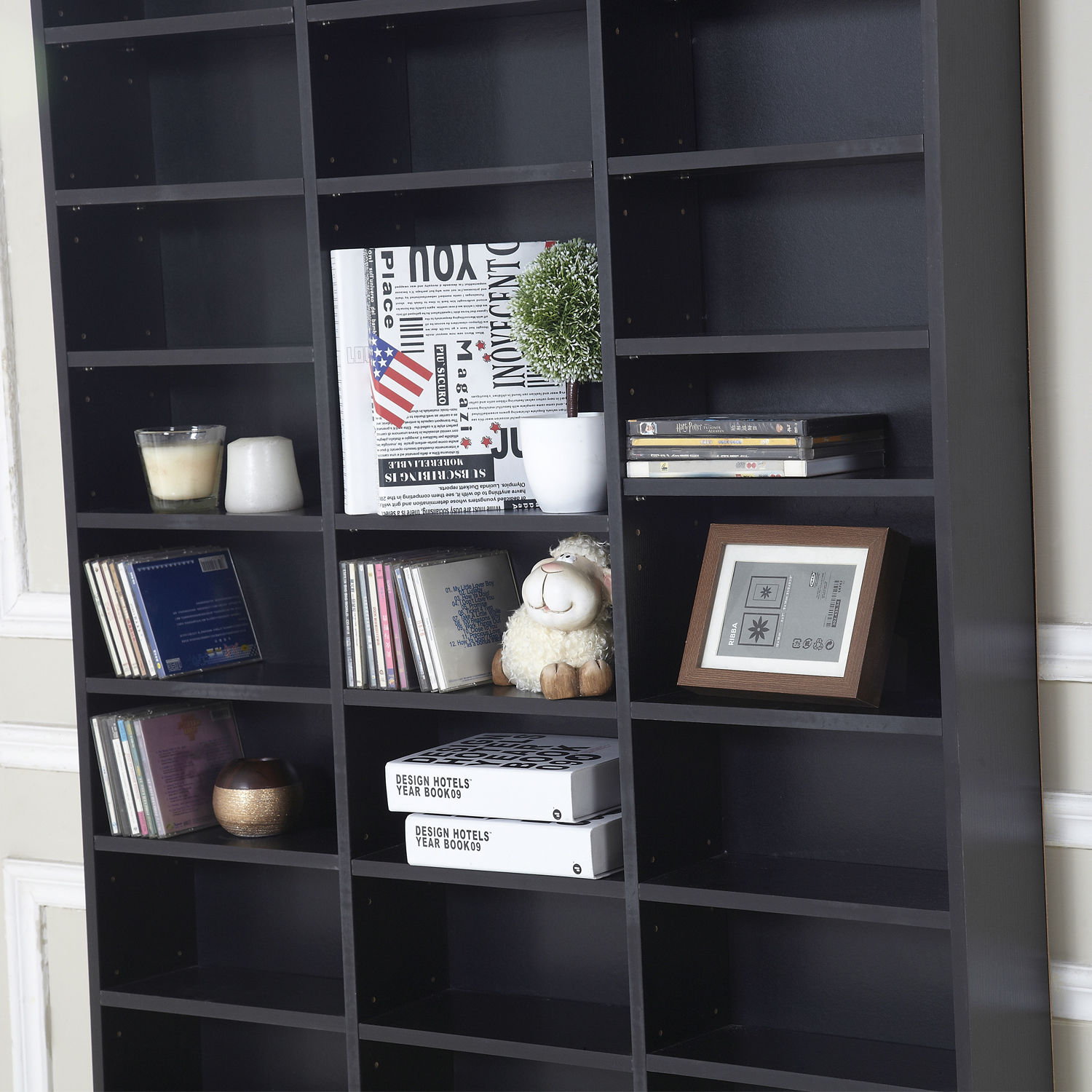 HOMCOM 1116 CD/ 528 DVD Storage Unit, Media Storage Shelf, Wooden Display Unit with Adjustable Shelves, 102 x 195 cm, Black 9
