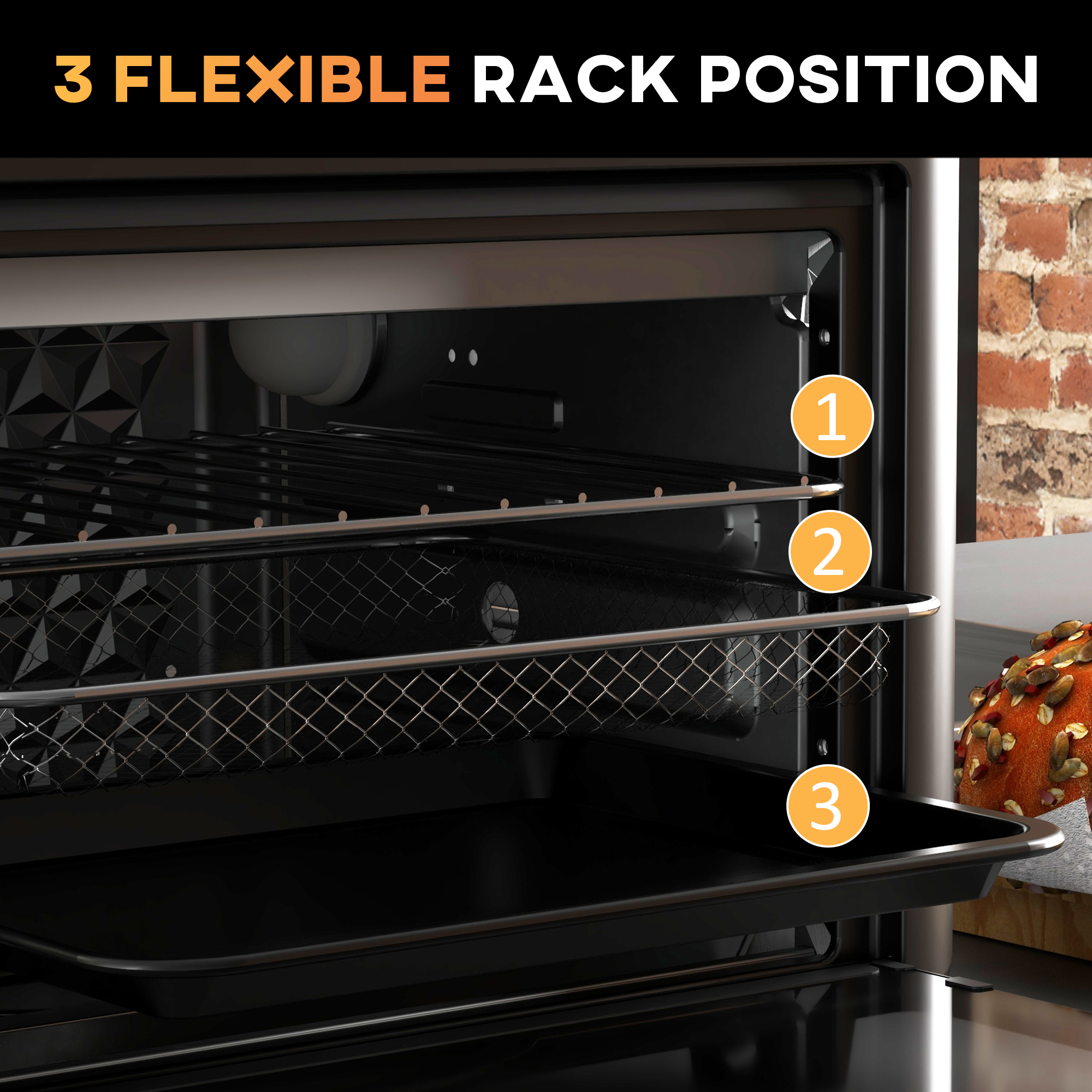 HOMCOM Air Fryer Oven, 13L Mini Oven, Multifunction Countertop Convection Oven w/ 12 Presets, Adjustable Temp and Time, 1500W 5