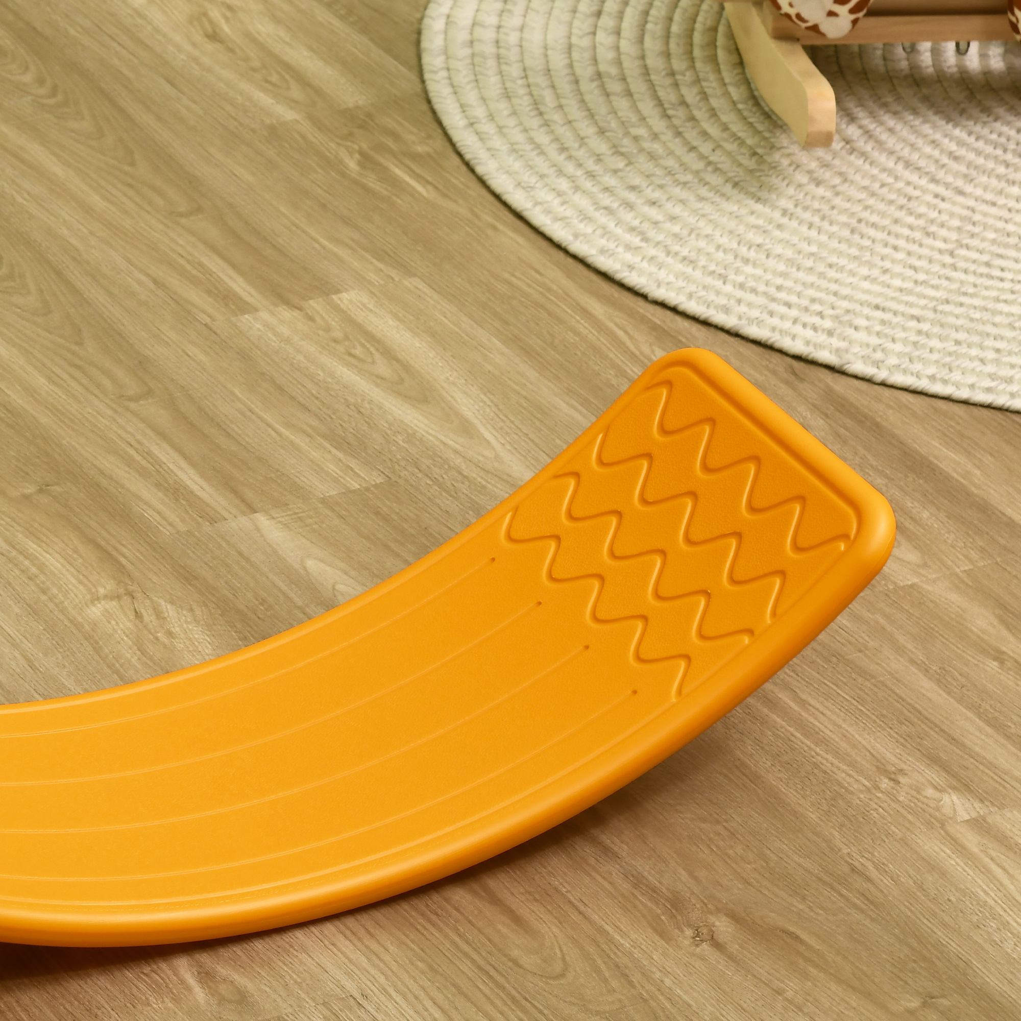 ZONEKIZ Balance Board Kids Wobble Board, Stepping Stone, Montessori Toy for Children, Nursery Toy, for Ages 3-6 Years, 82 x 27.5 x 19.5cm Orange 8