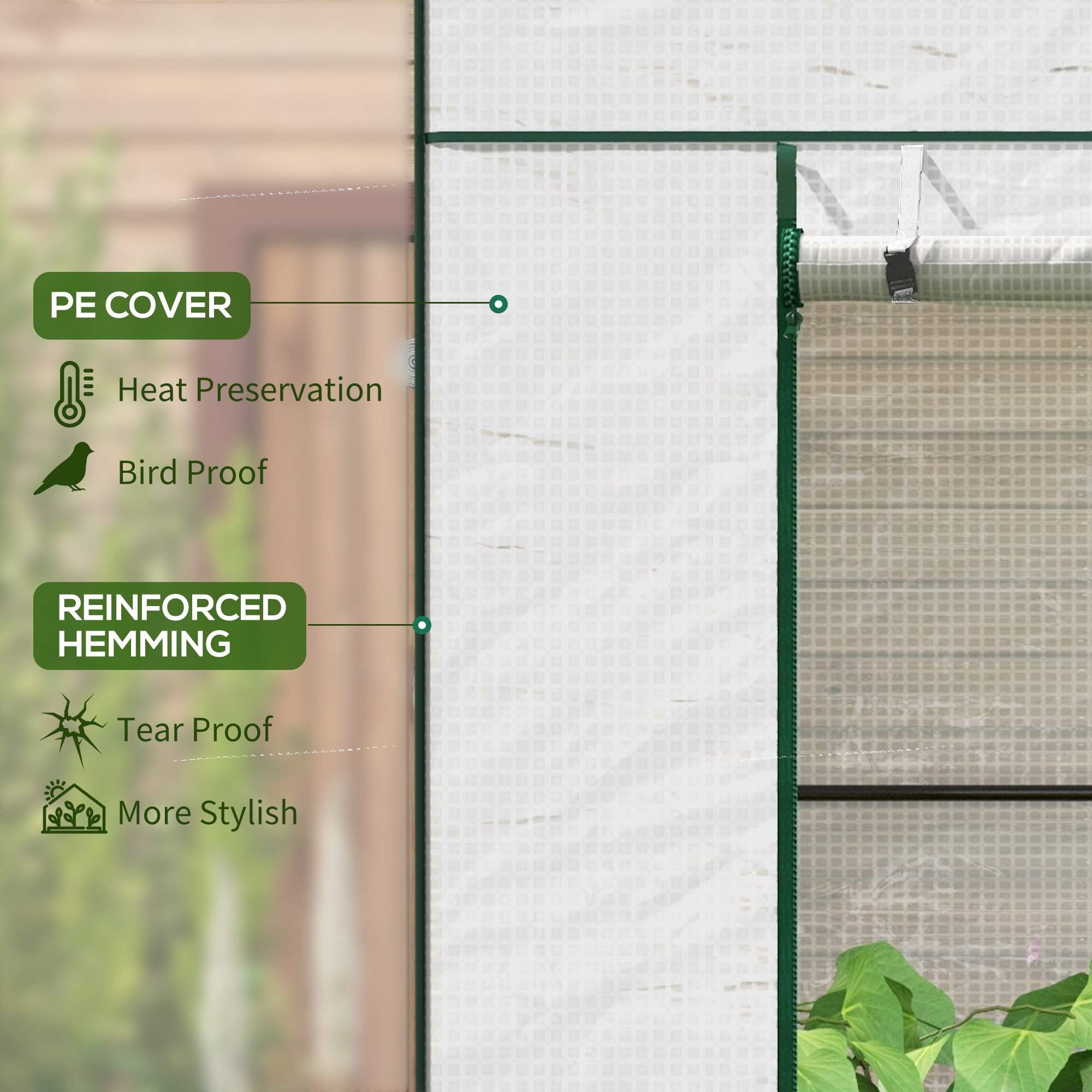Outsunny PE Cover Walk-in Outdoor Greenhouse, White 4