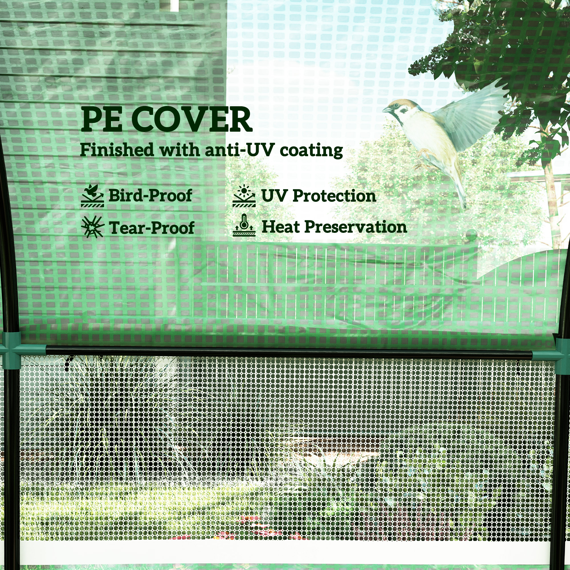 Outsunny 300 x 300cm Walk-In Polytunnel Greenhouse Green 4