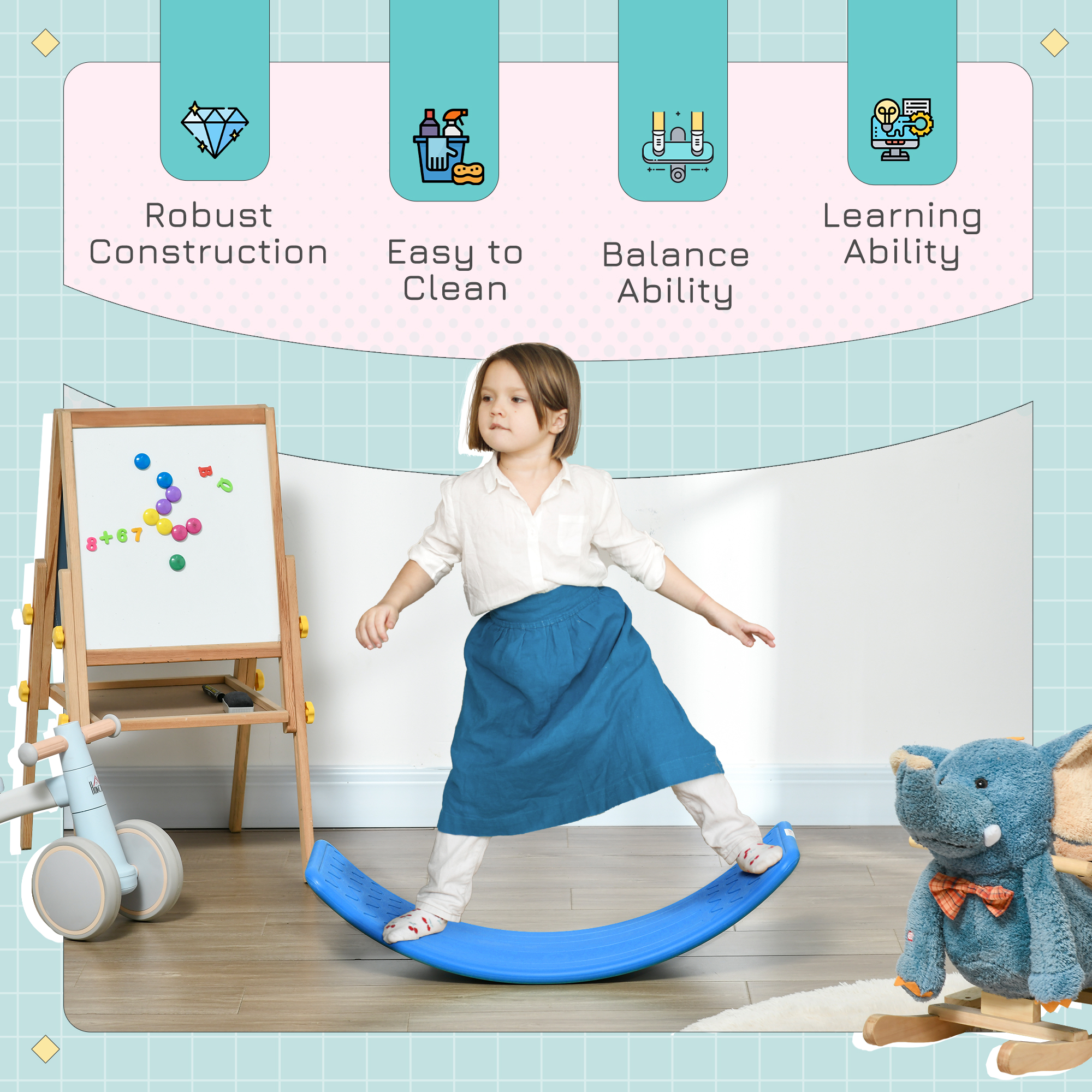 ZONEKIZ Balance Board, Kids Wobble board, for Ages 3-6 Years Dark Blue 5