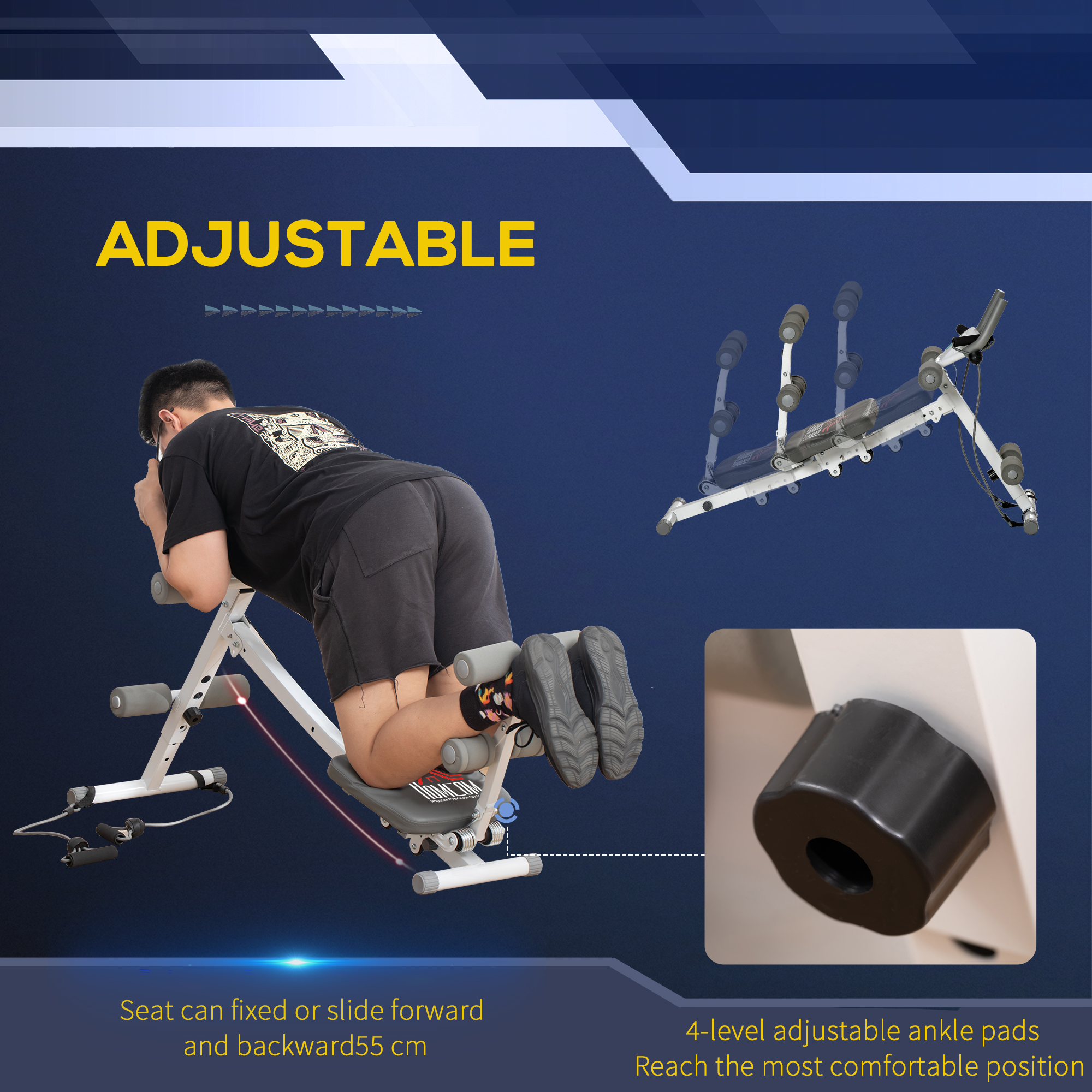 HOMCOM 2-IN-1 Core Abdominal Ab Trainer Sit Up Bench with LCD Screen, Adjustable Fitness Crunch Machine for Home GYM 4