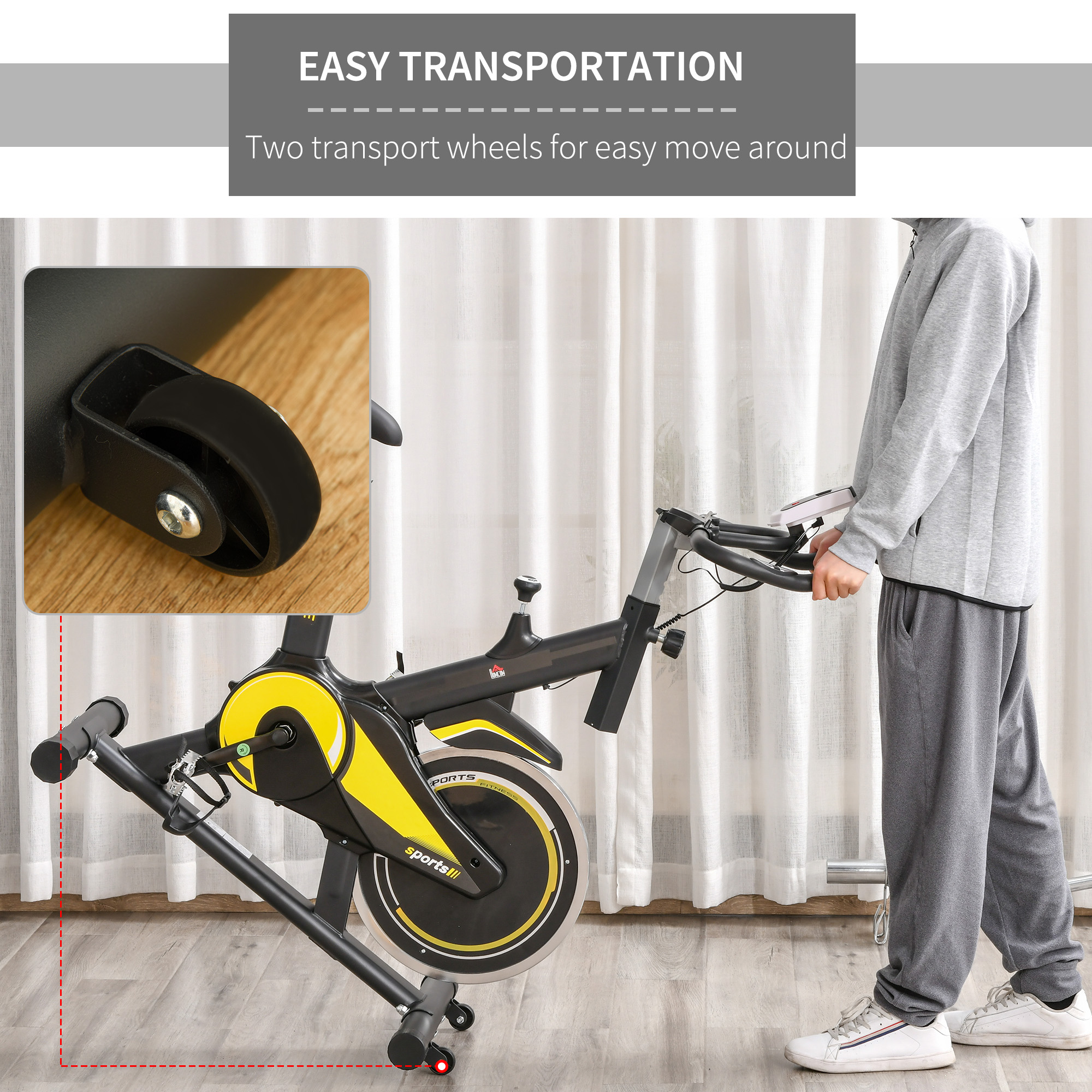 HOMCOM Upright Exercise Bike Indoor Training Cycling Machine Stationary Workout Bicycle with 10KG Flywheel and Adjustable Resistance Seat Handlebar LCD Display for Home Gym 8