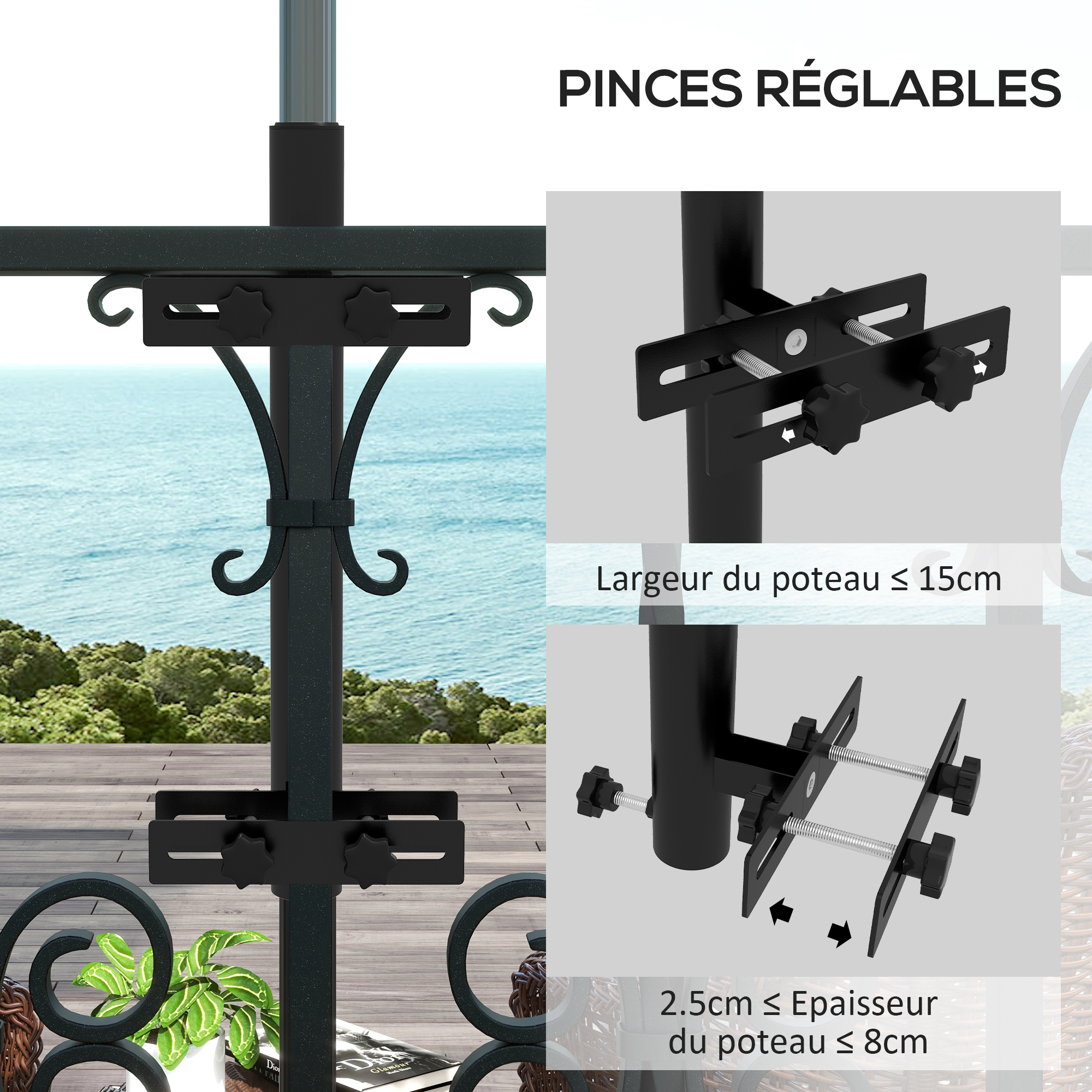 Amindz Support de Parasol, Fixation de Parasol pour Table, Pince