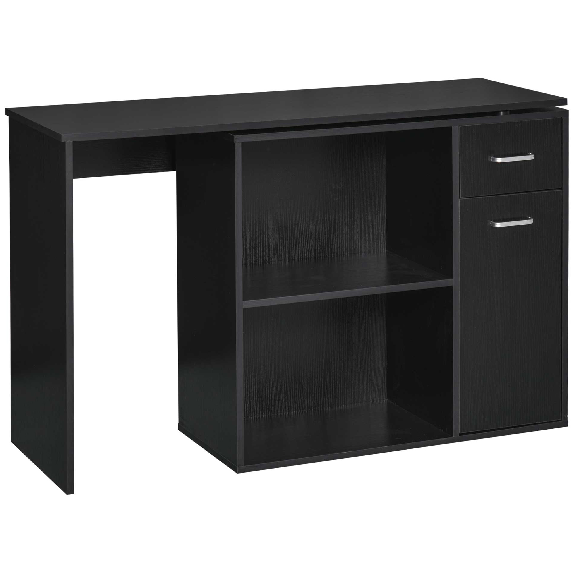 L-Shaped Corner PC Desk Table w/ Drawer Home Office Workstation, Black HOMCOM main image 1