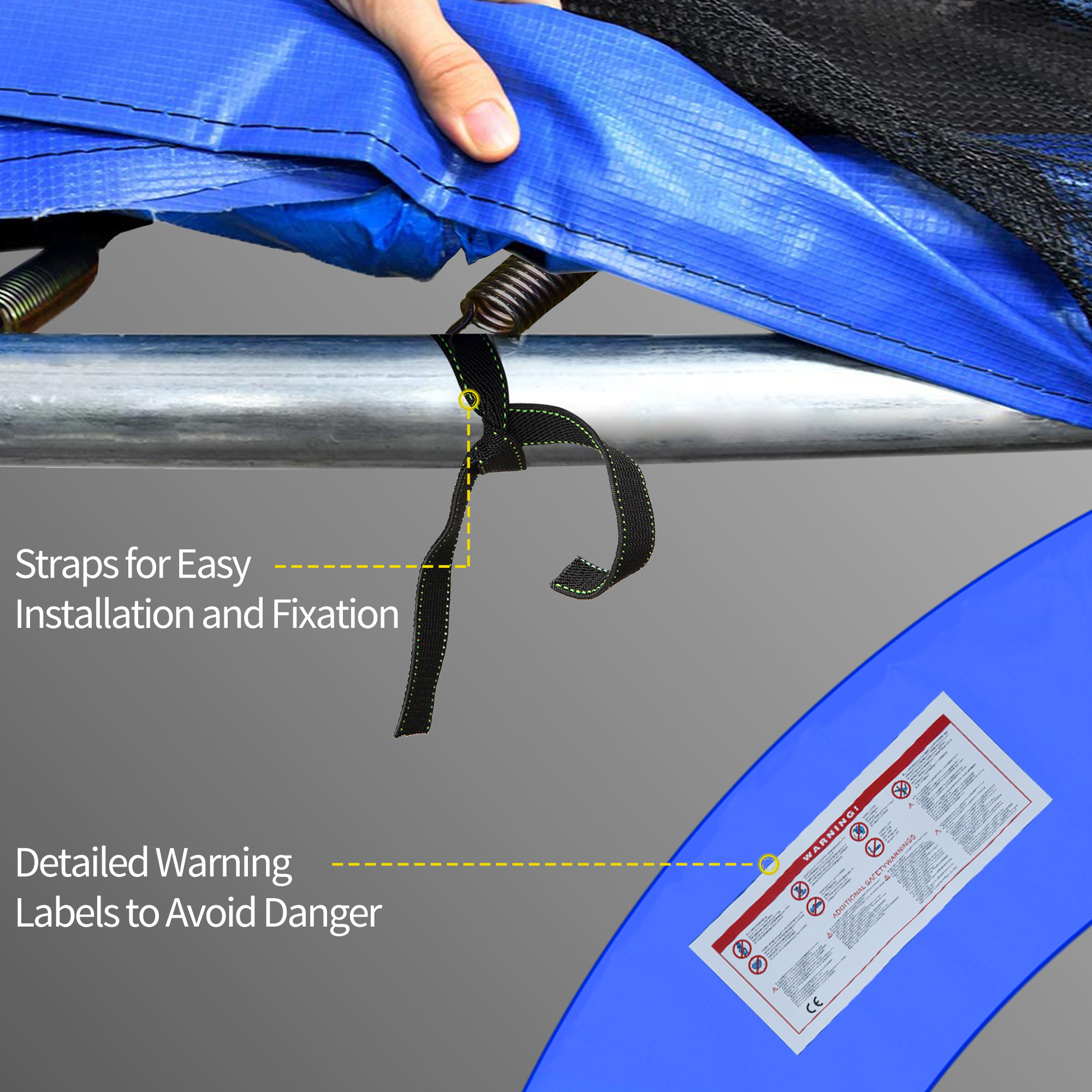 HOMCOM 12ft Trampoline Pad Φ366cm Trampoline Accessories Surround Pad Thick Foam Pads Padding Replacement Spare- Blue 6