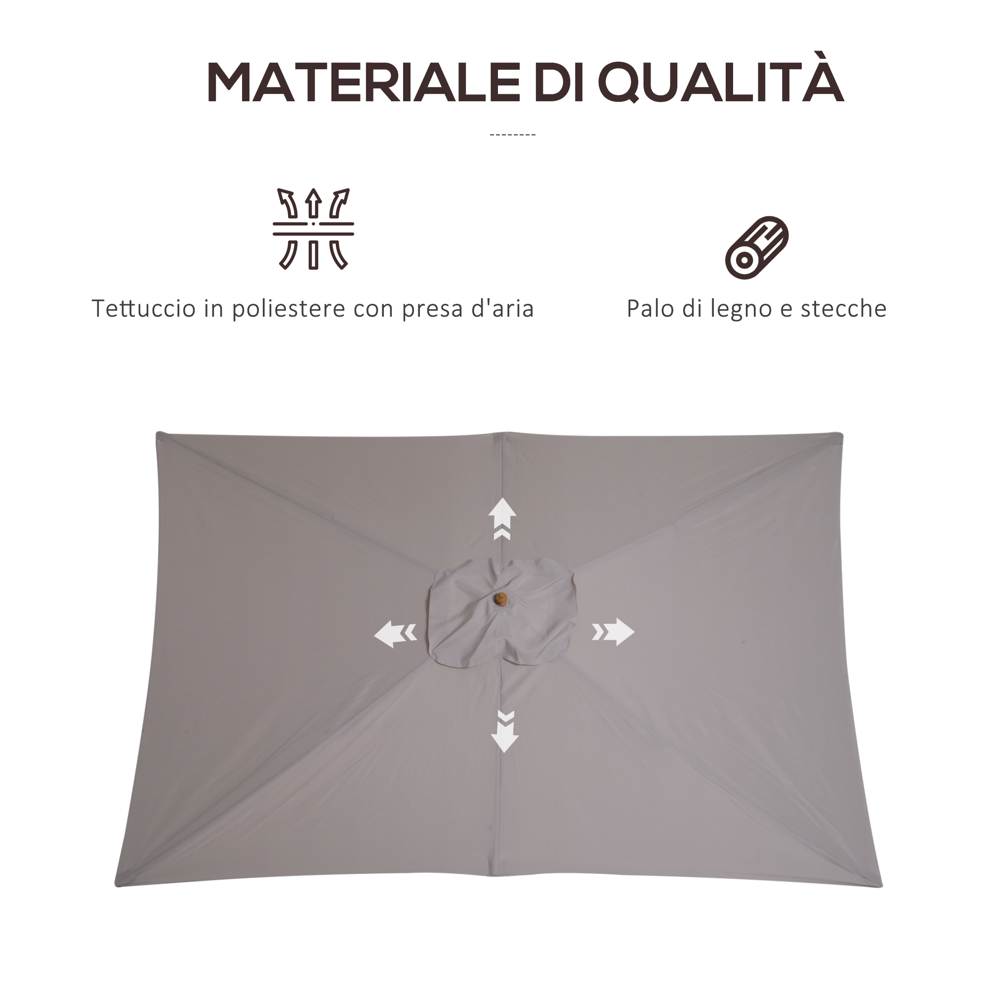 Telo grigio per ombrellone dritto Hapuna 2x3m - Happy Garden
