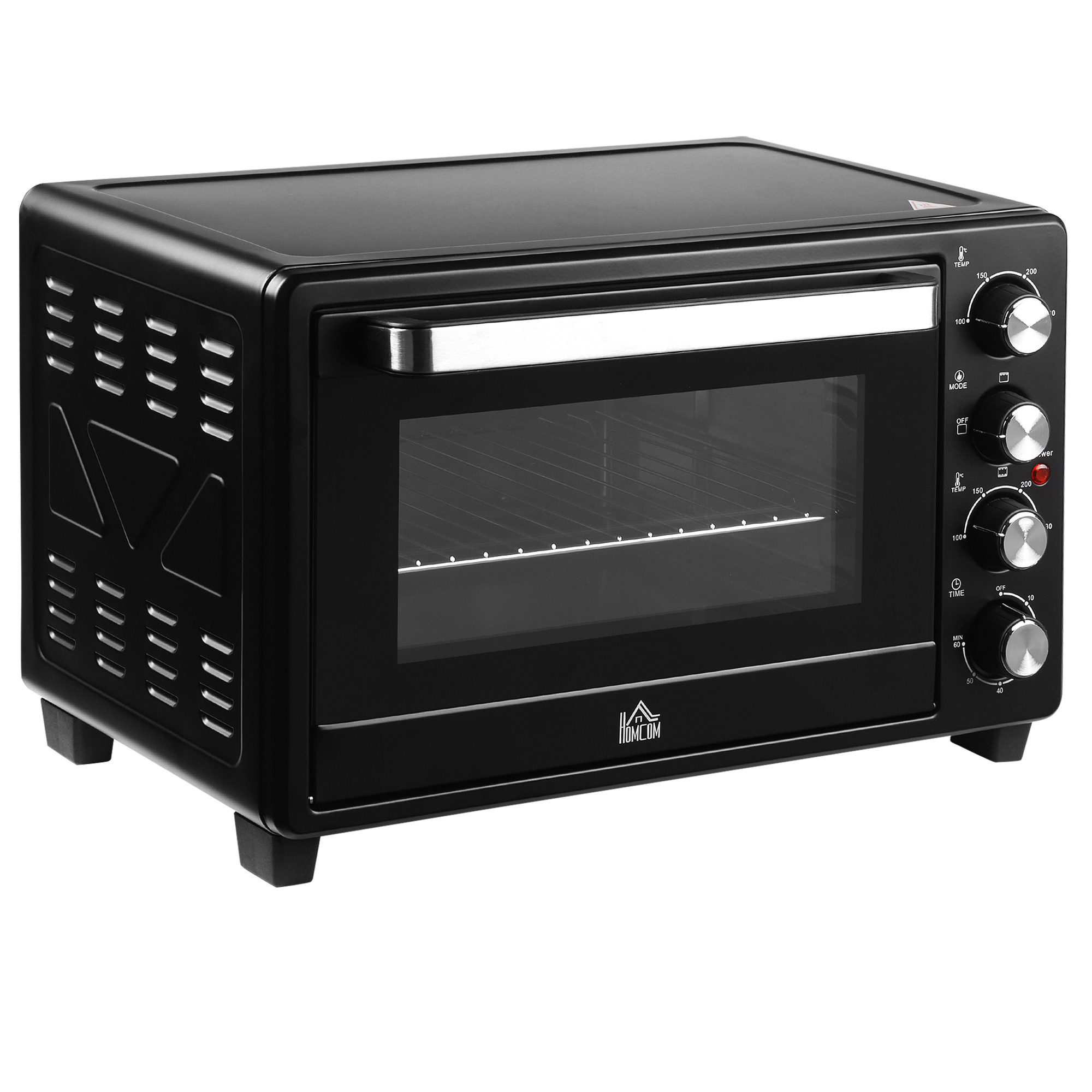 HOMCOM Horno Eléctrico Sobremesa 32L 1600W 3 Modos de Calor hasta 230℃ Temporizador Bandeja Ajustable 3 Niveles 52,2x38,1x33,5 cm Negro | Aosom España