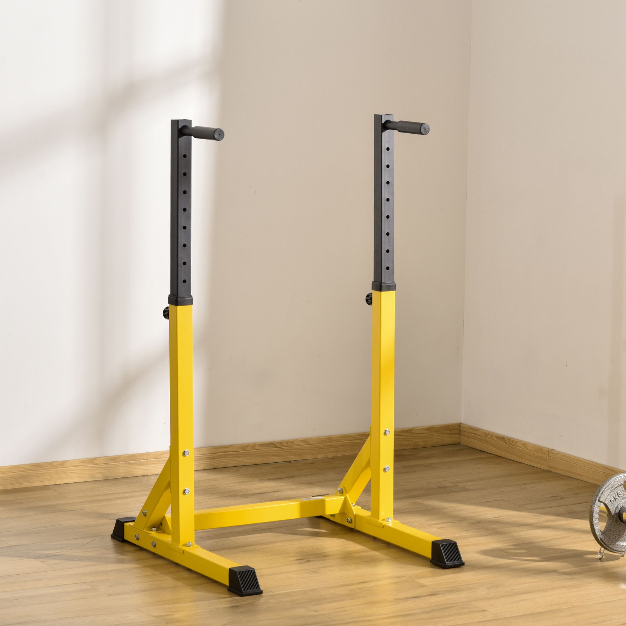 HOMCOM 83.5L x 71.5W x 126H cm Dip Station Chin Up Parallel Bars Pull Up Power Tower Home Gym Workout Bicep Tricep Fitness Equipment Height Adjustable 2