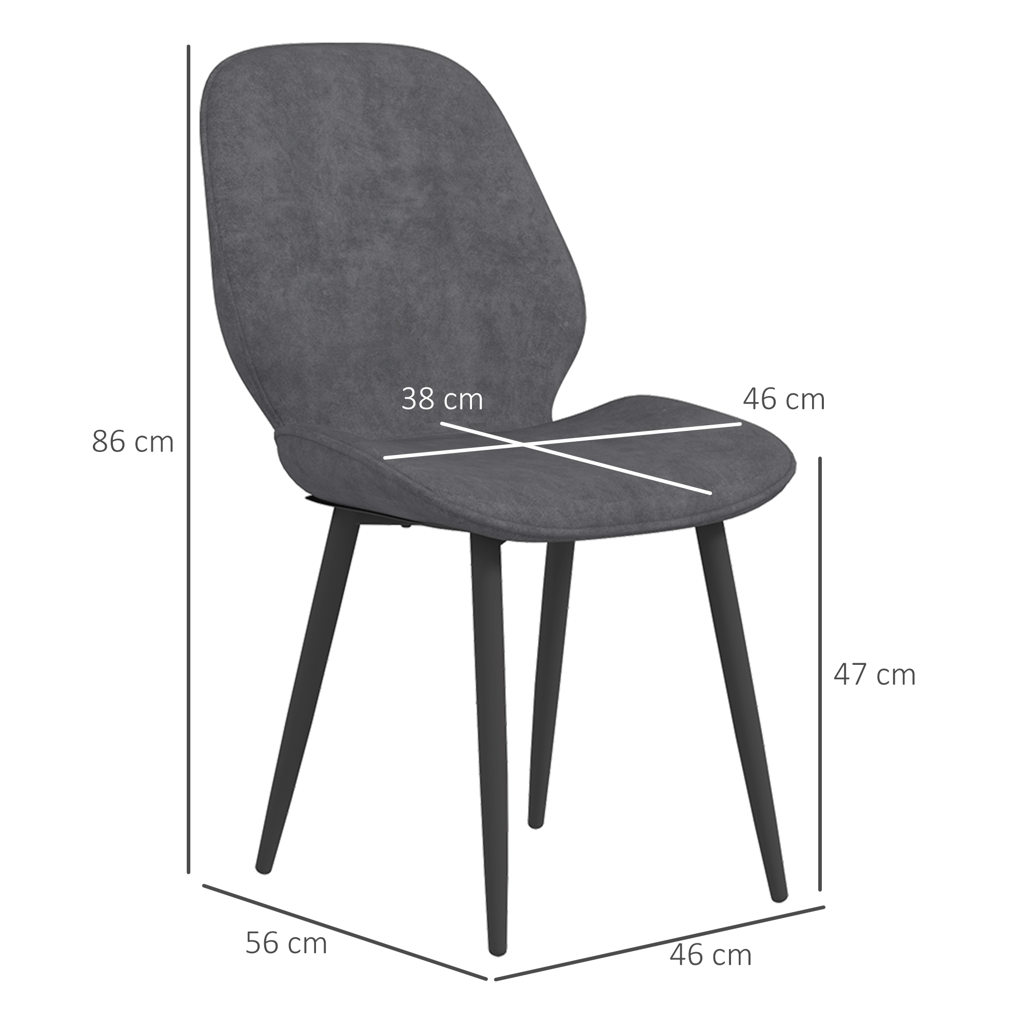 HOMCOM Velvet Dining Chairs, Set of 2 Dining Room Chairs with Metal Legs for Living Room, Dining Room, Grey 3