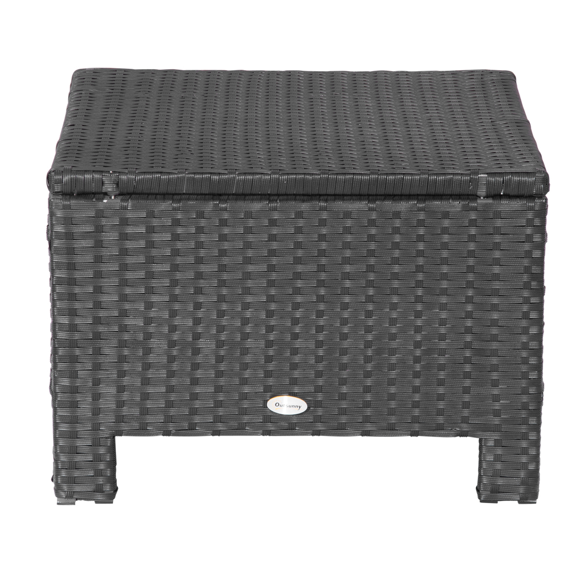 Outsunny Rattan Footstool Wicker Ottoman with Padded Seat Cushion Outdoor Patio Furniture for Garden Poolside Living Room, 50 x 50 x 35 cm, Black 9