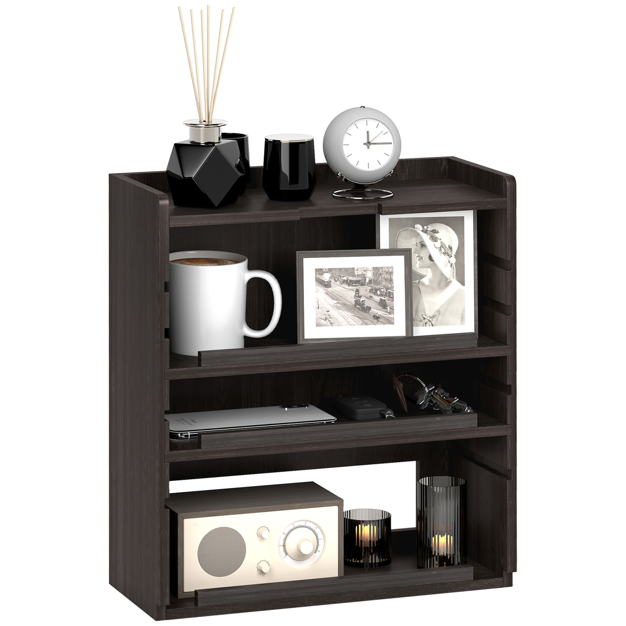 Product photograph of Homcom Four-tier Desktop Organiser - Dark Brown Aosom Uk from Aosom UK