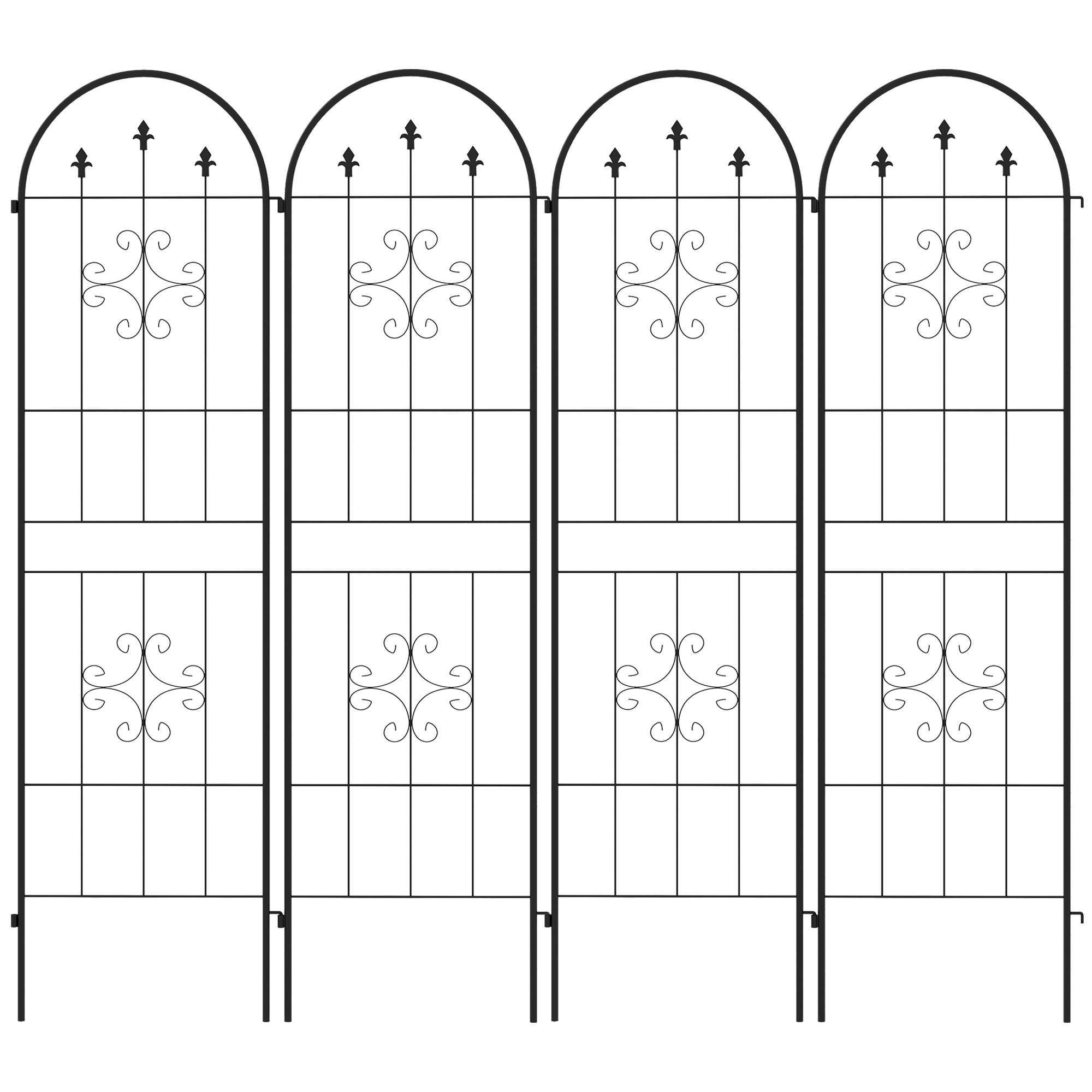Outsunny Lot de 4 treillis de jardin support pour plantes grimpantes en acier 50 x 180 cm noir